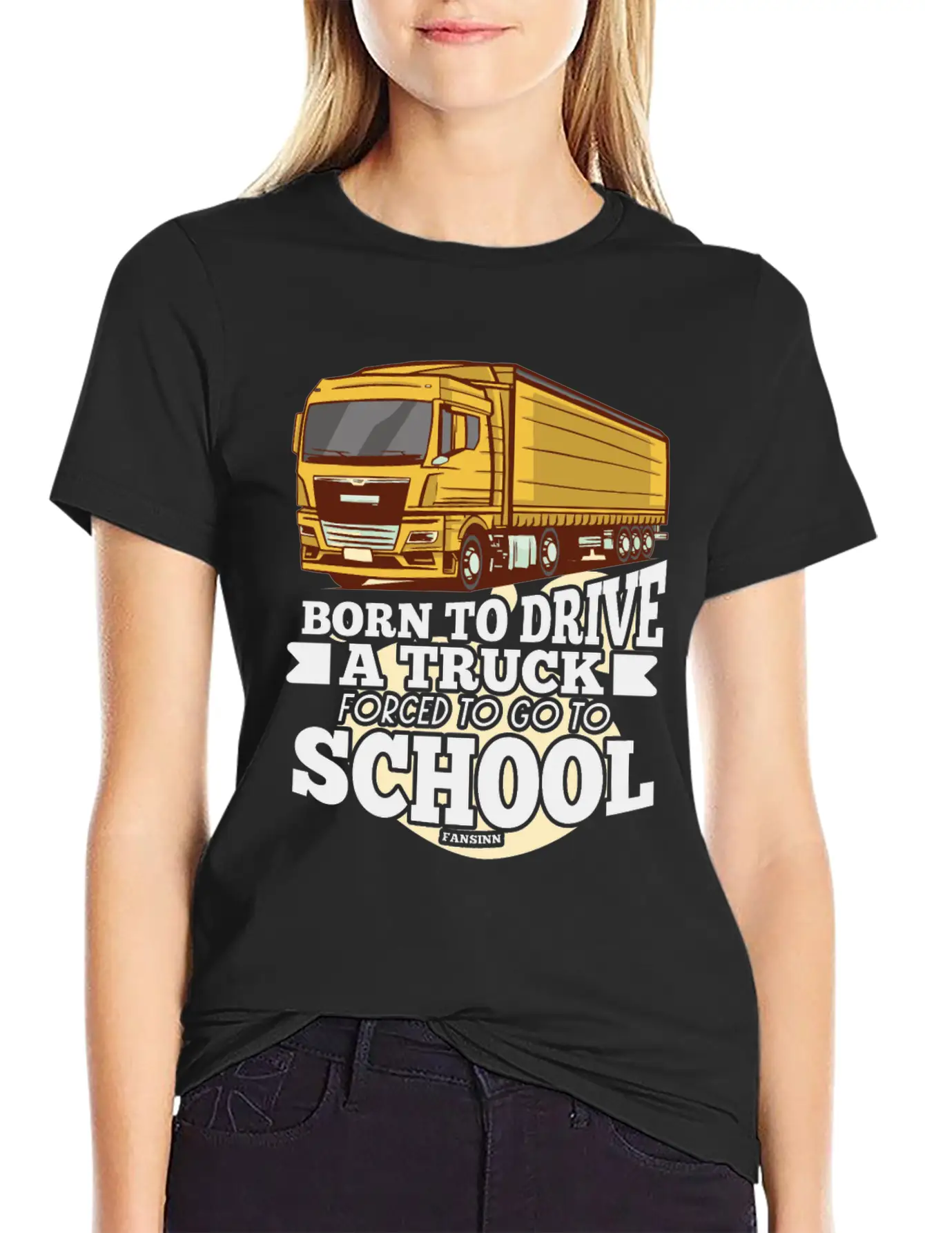 Born To Drive A Truck Forced To Go To School Unisex Short Sleeve Soft Cotton T-Shirt – Casual Everyday Wear