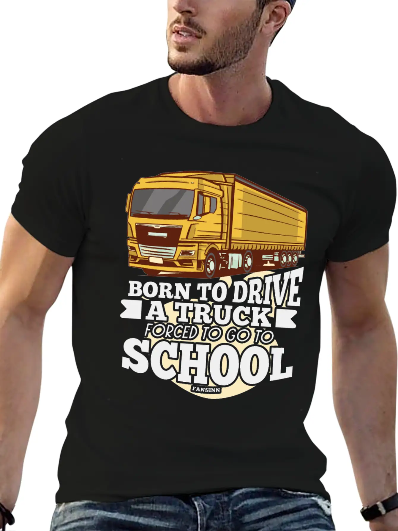 Born To Drive A Truck Forced To Go To School Unisex Short Sleeve Soft Cotton T-Shirt – Casual Everyday Wear