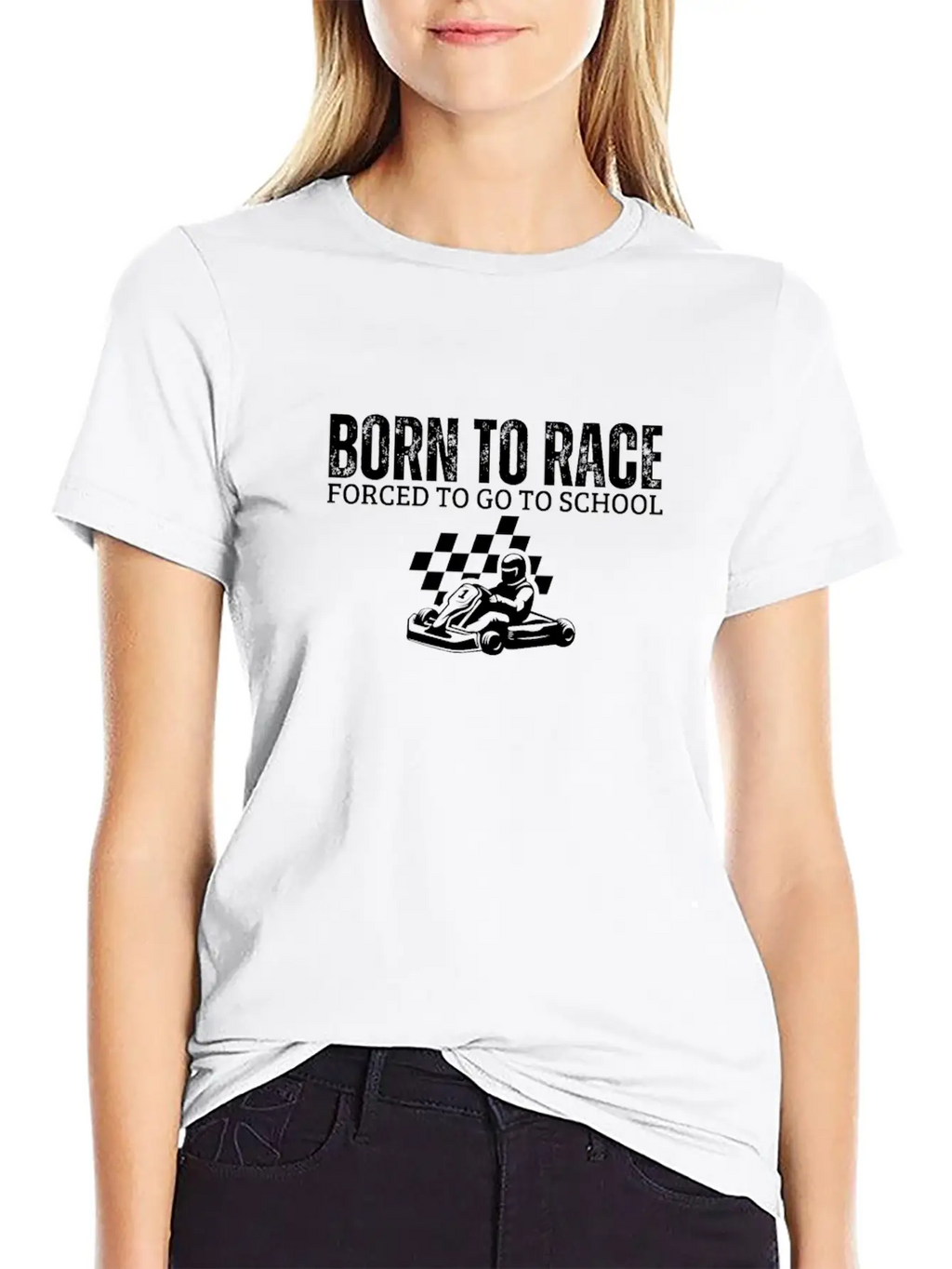 Born To Race Forced To Go To School Funny Go Kart Unisex Casual T-Shirt – Clean Design For Daily Comfort
