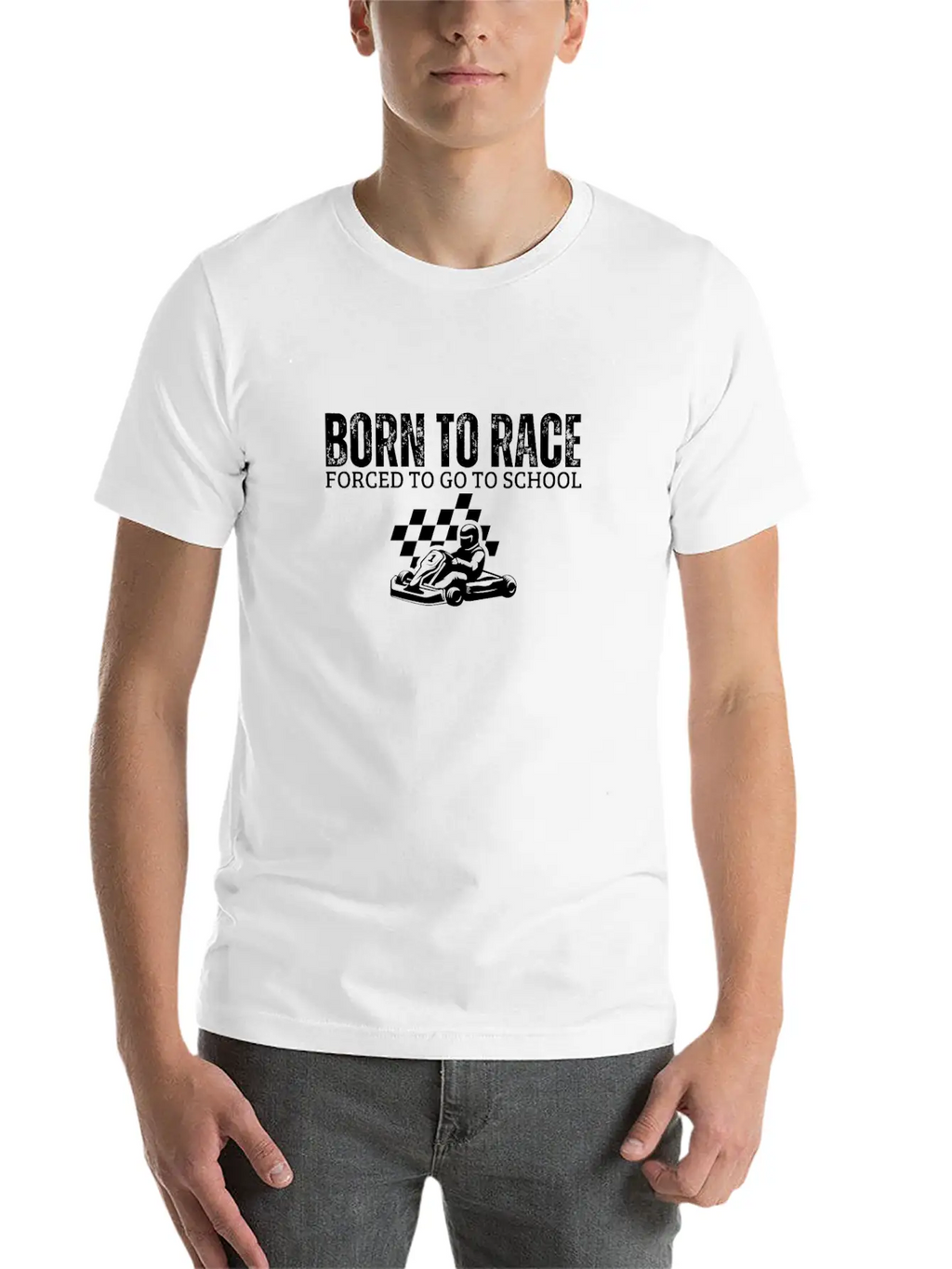 Born To Race Forced To Go To School Funny Go Kart Unisex Casual T-Shirt – Clean Design For Daily Comfort