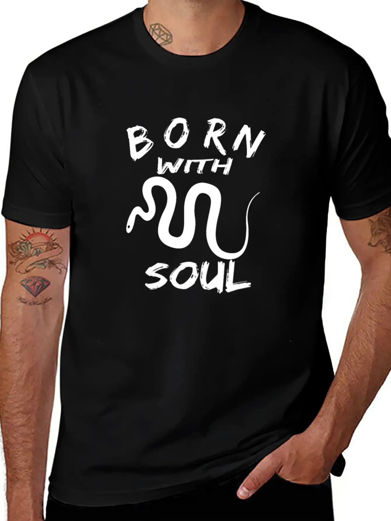 BORN WITH SNAKE SOUL Essential Cotton Tee For Daily Outfits – Unisex Style
