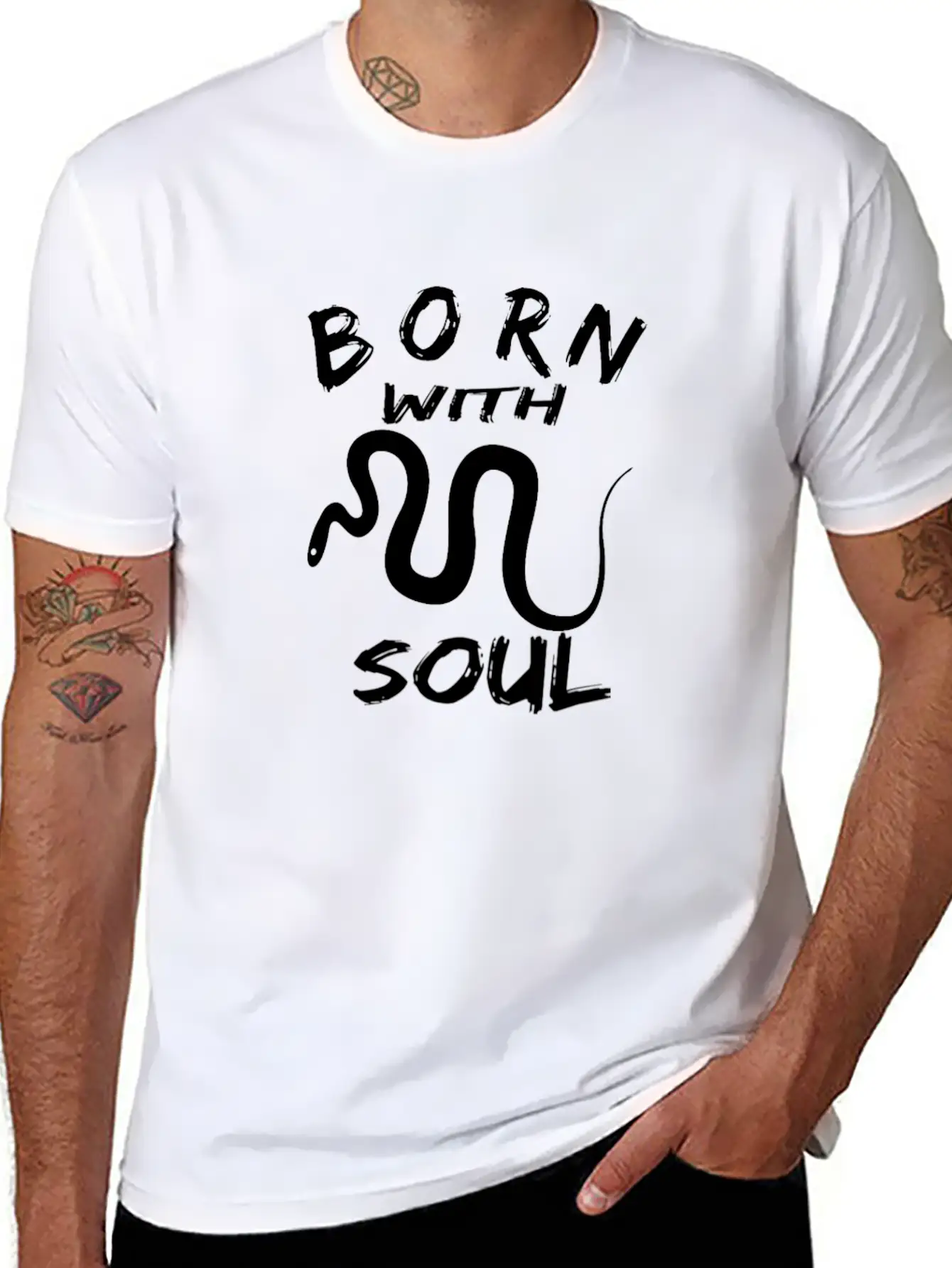 BORN WITH SNAKE SOUL Essential Cotton Tee For Daily Outfits – Unisex Style