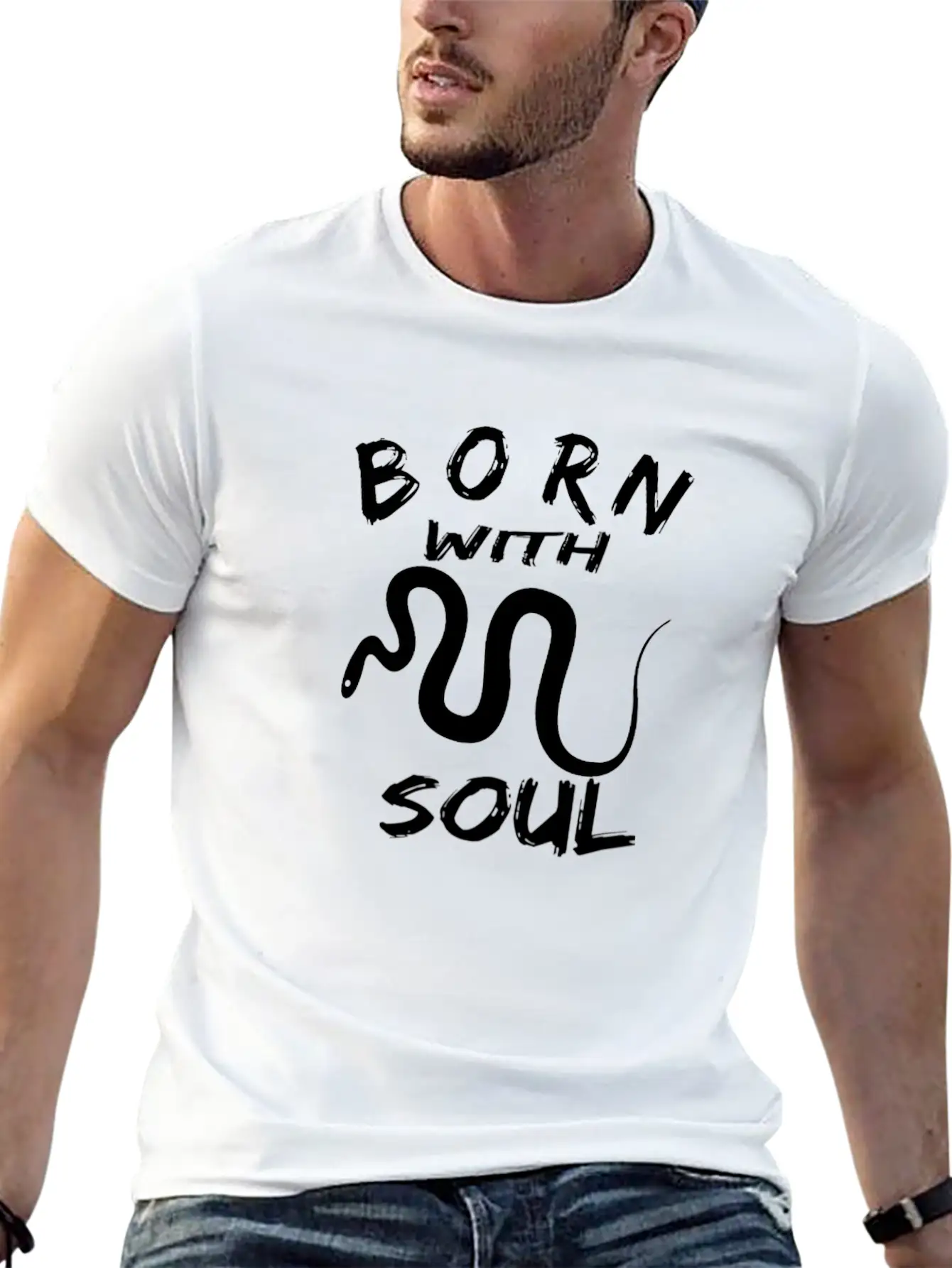 BORN WITH SNAKE SOUL Essential Cotton Tee For Daily Outfits – Unisex Style