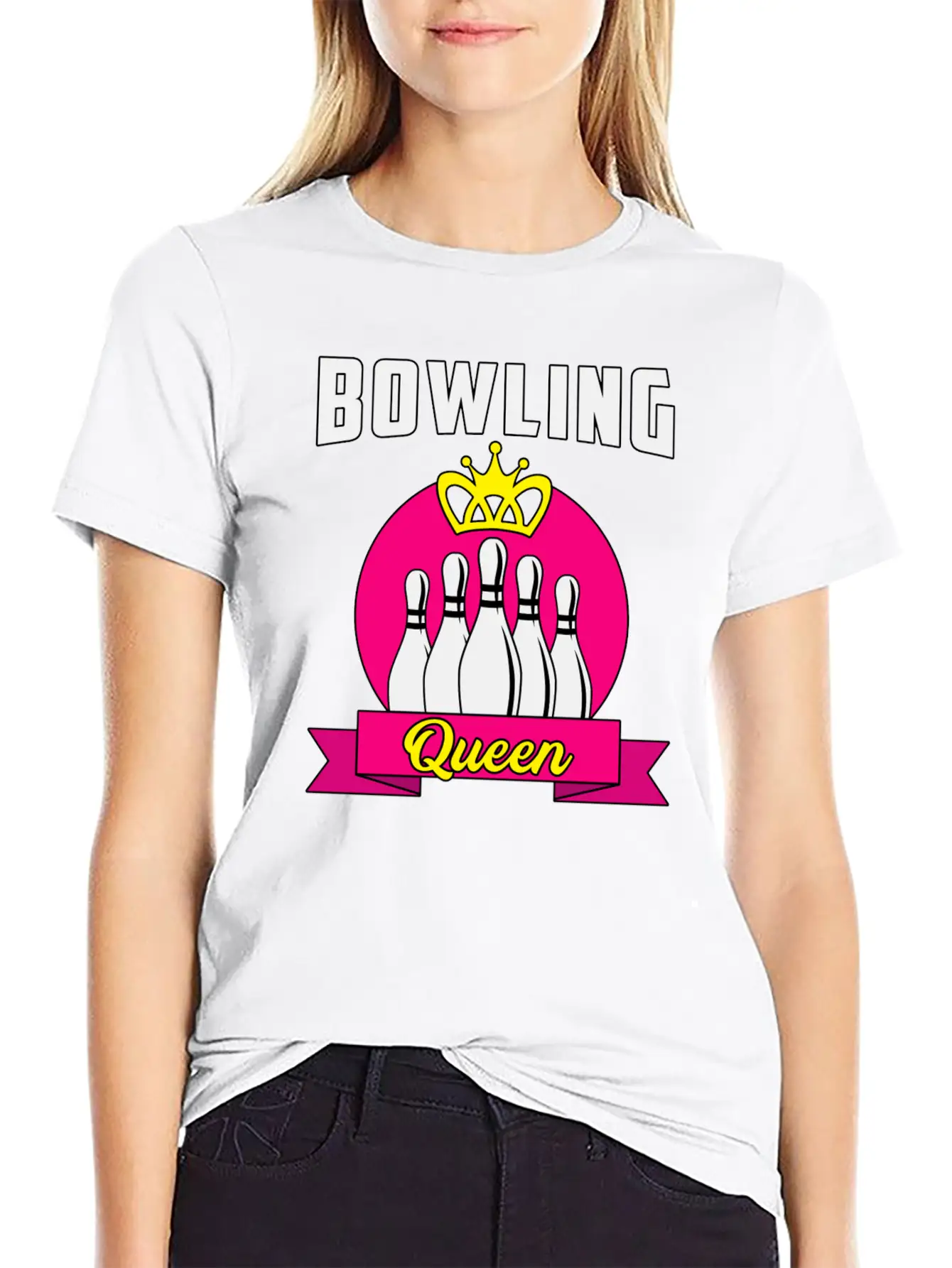 Bowling Ladies Lady Girl Bowler Funny Gift Idea Breathable Soft Cotton T-Shirt – Timeless Casual Look