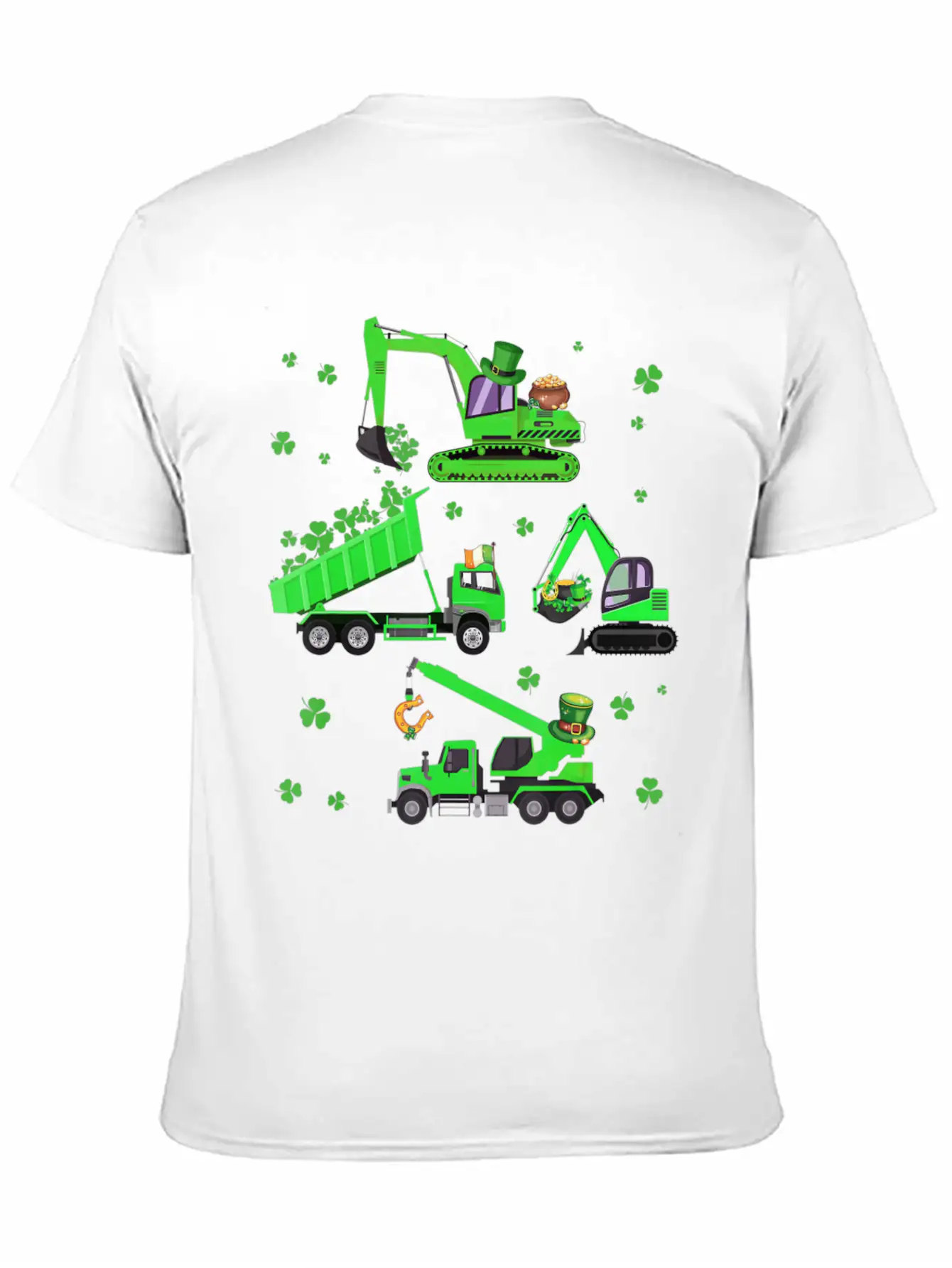 Boys St Patricks Day Crane Truck Construction Unisex Casual T-Shirt – Clean Design For Daily Comfort