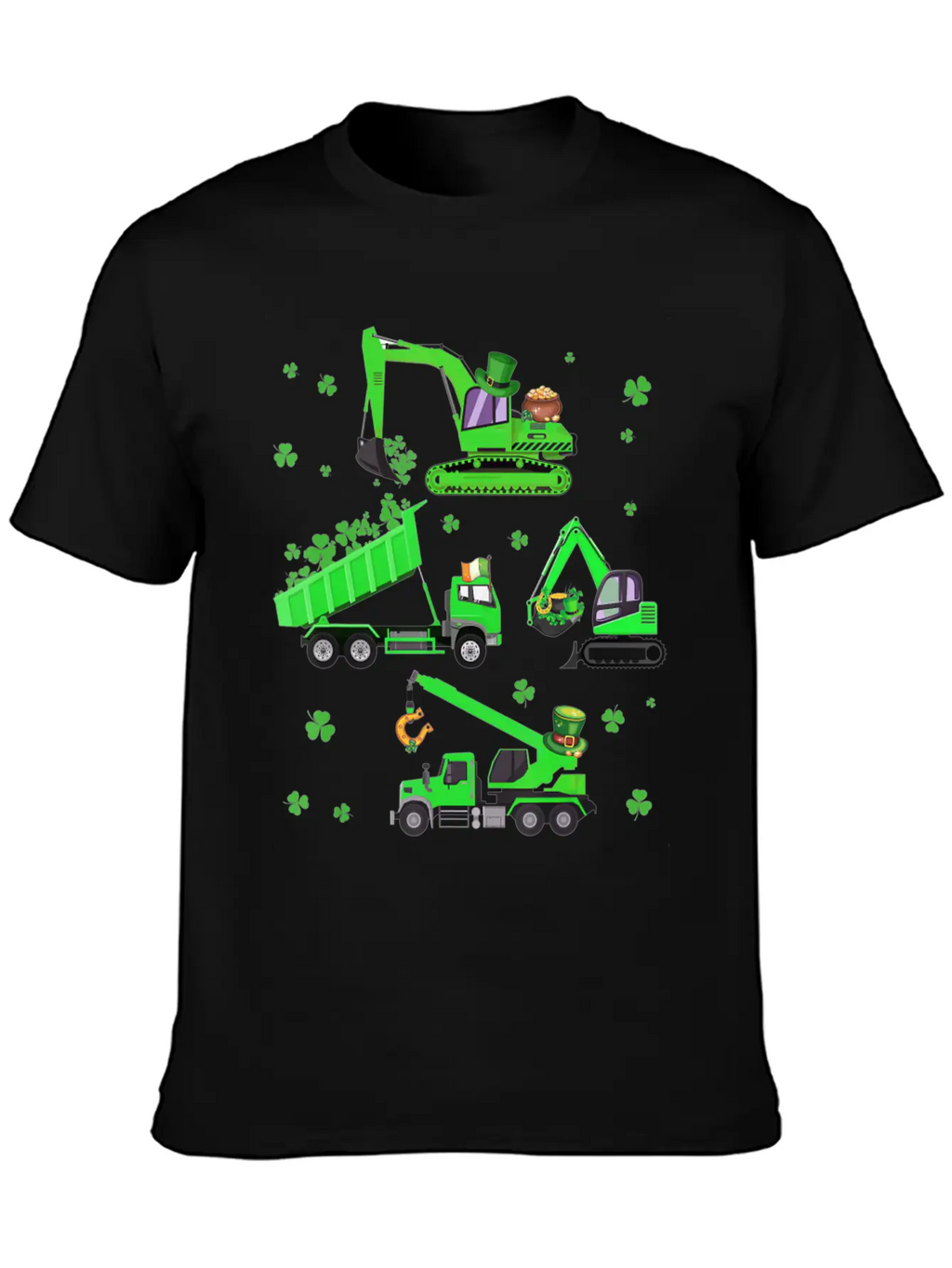 Boys St Patricks Day Crane Truck Construction Unisex Casual T-Shirt – Clean Design For Daily Comfort