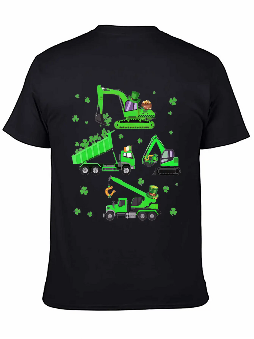 Boys St Patricks Day Crane Truck Construction Unisex Casual T-Shirt – Clean Design For Daily Comfort