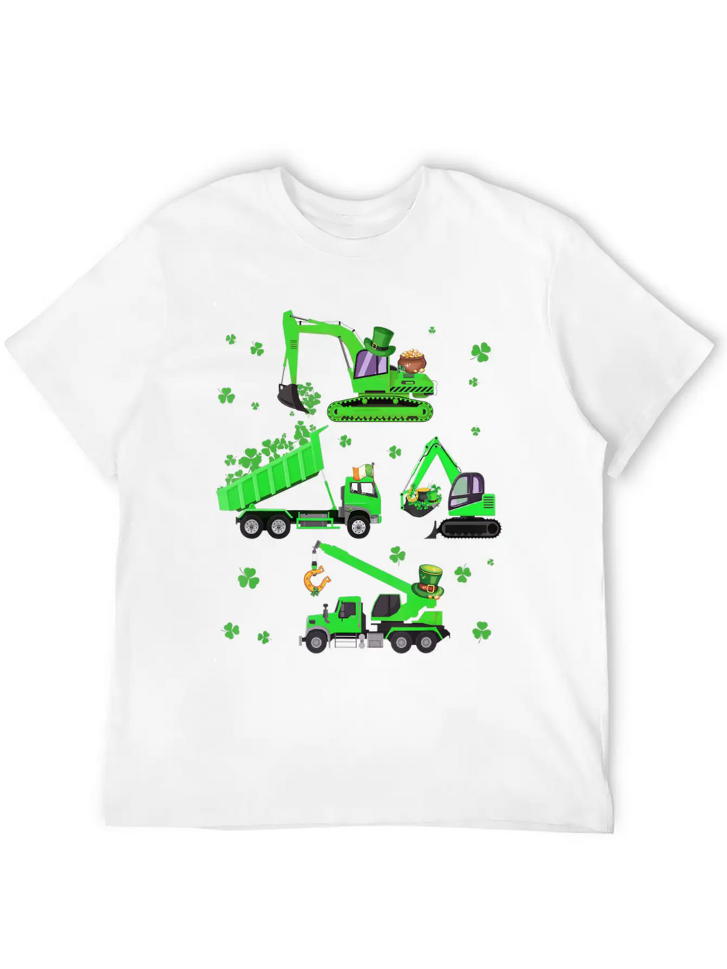 Boys St Patricks Day Crane Truck Construction Unisex Casual T-Shirt – Clean Design For Daily Comfort