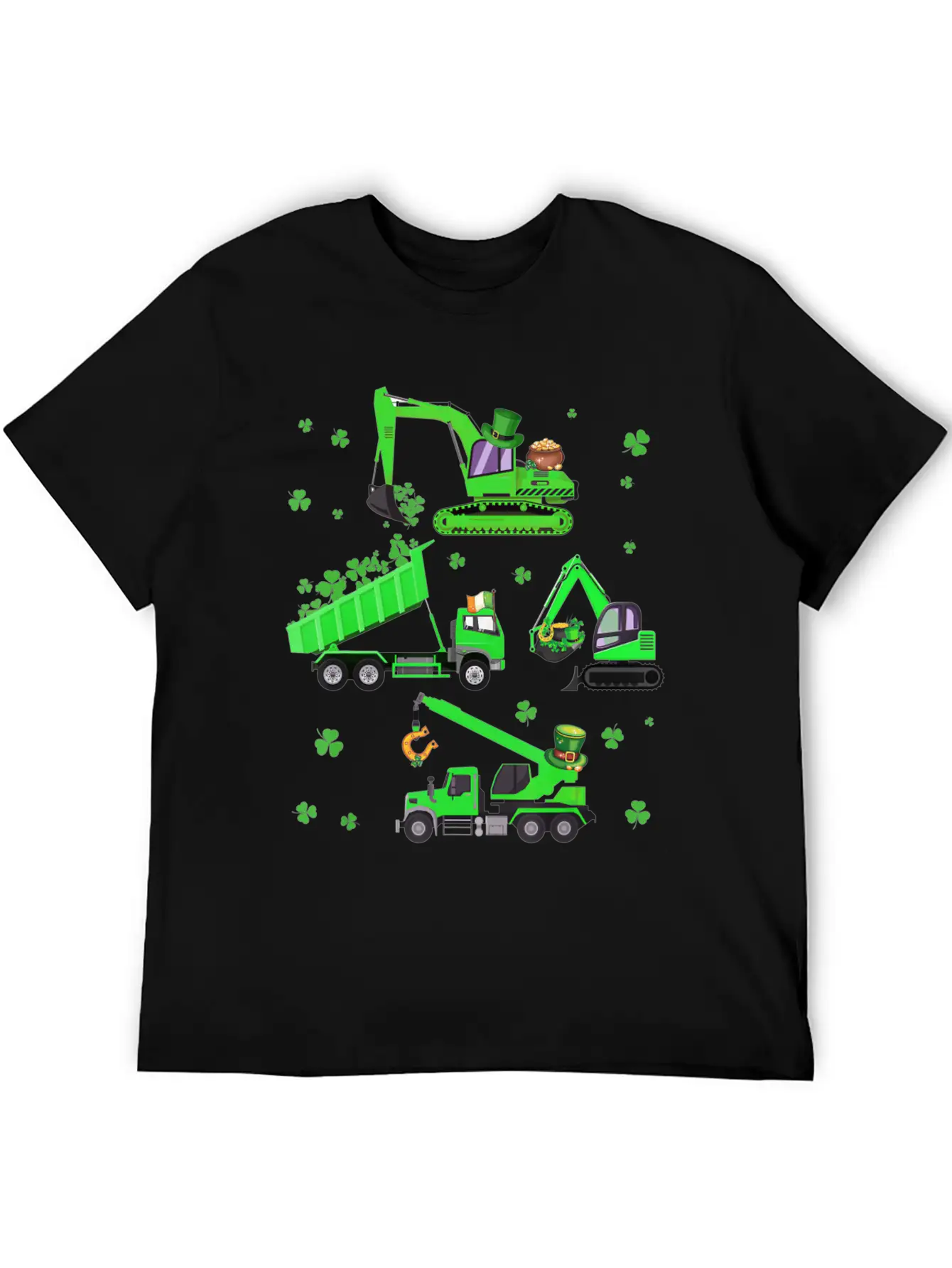 Boys St Patricks Day Crane Truck Construction Unisex Casual T-Shirt – Clean Design For Daily Comfort