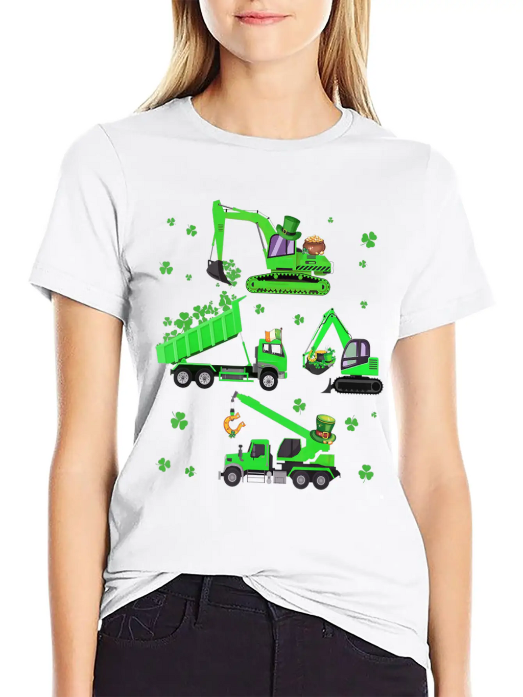 Boys St Patricks Day Crane Truck Construction Unisex Casual T-Shirt – Clean Design For Daily Comfort