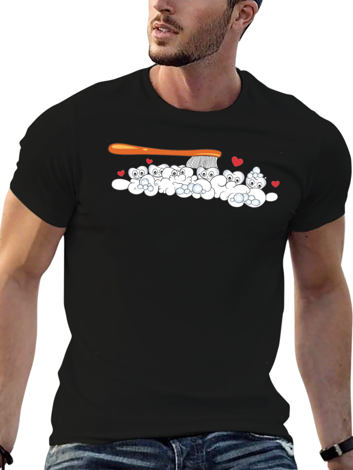 Dental Cartoon Graphic T-Shirt - Black Unique Design
