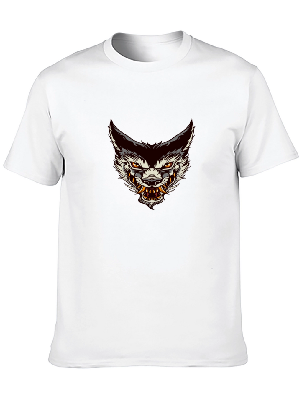 Mens Black Graphic Tee - Wolf Head Design