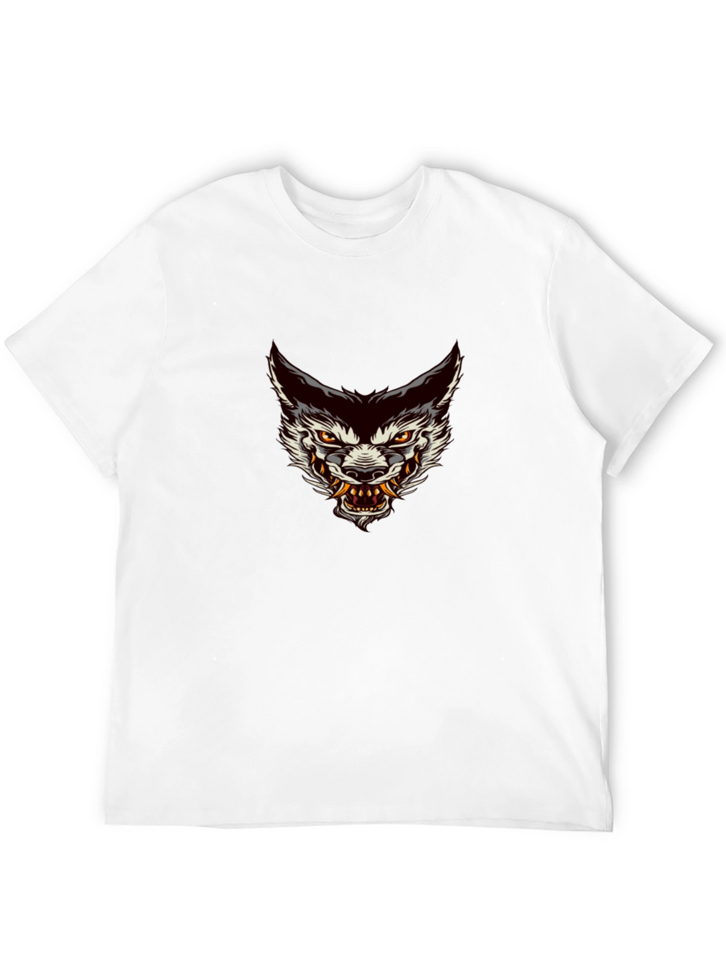 Mens Black Graphic Tee - Wolf Head Design