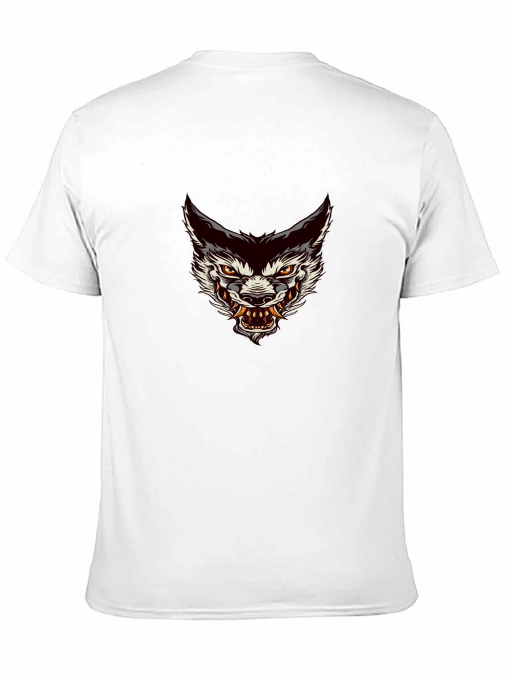 Mens Black Graphic Tee - Wolf Head Design