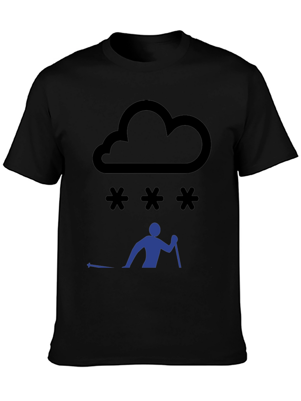 Snowy Day Skiing T-Shirt - Black Graphic Tee