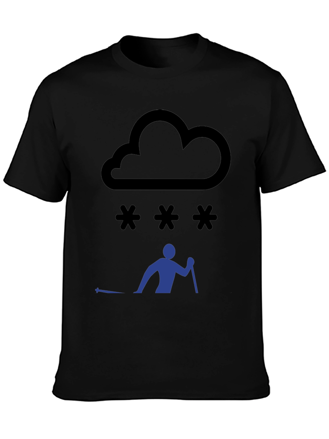 Snowy Day Skiing T-Shirt - Black Graphic Tee