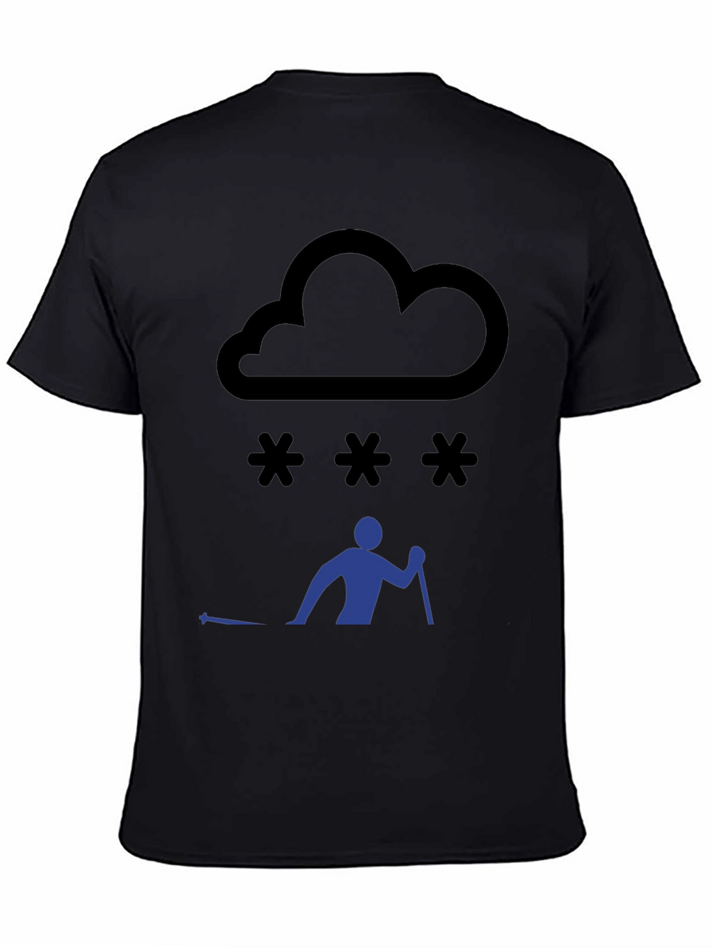 Snowy Day Skiing T-Shirt - Black Graphic Tee