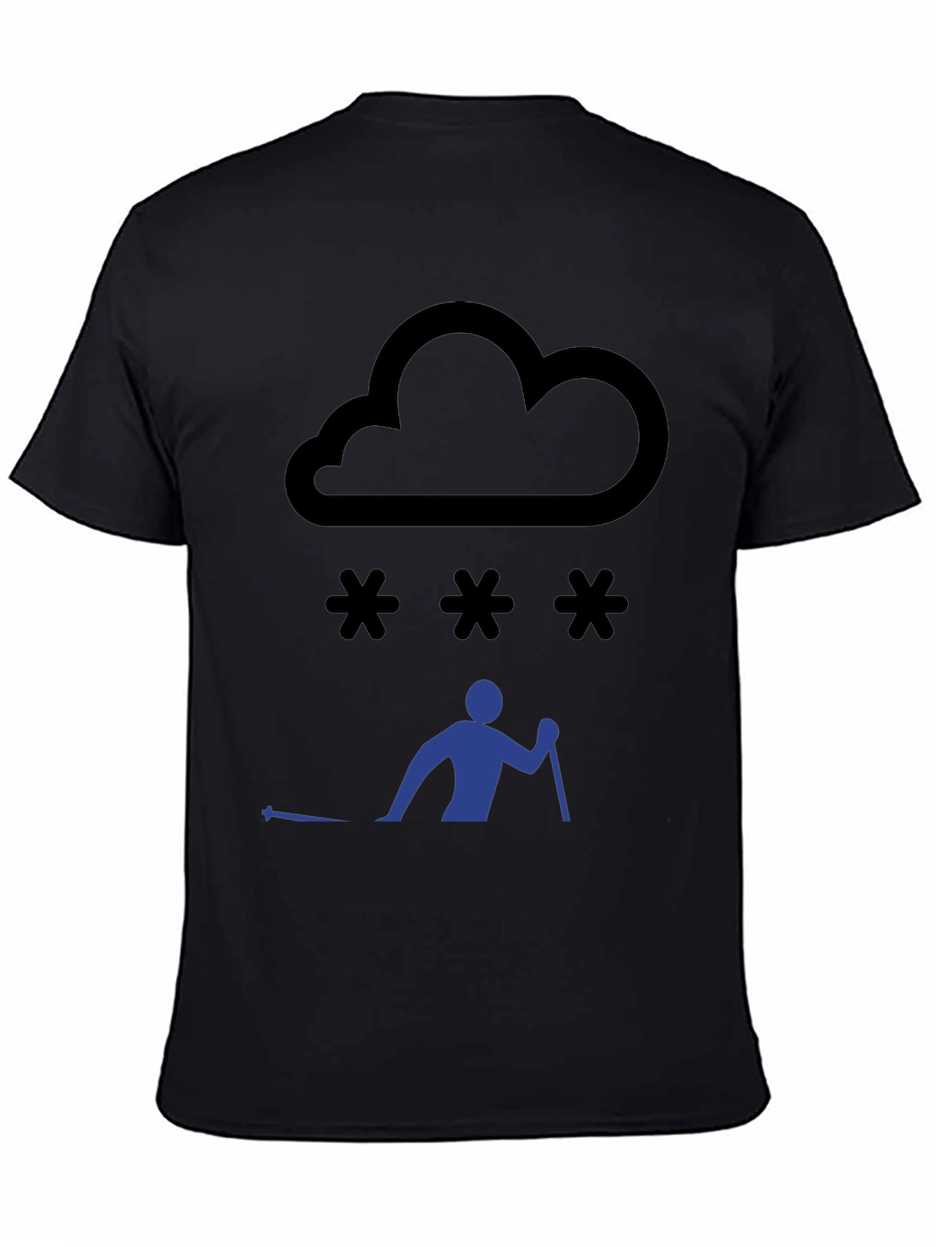 Snowy Day Skiing T-Shirt - Black Graphic Tee