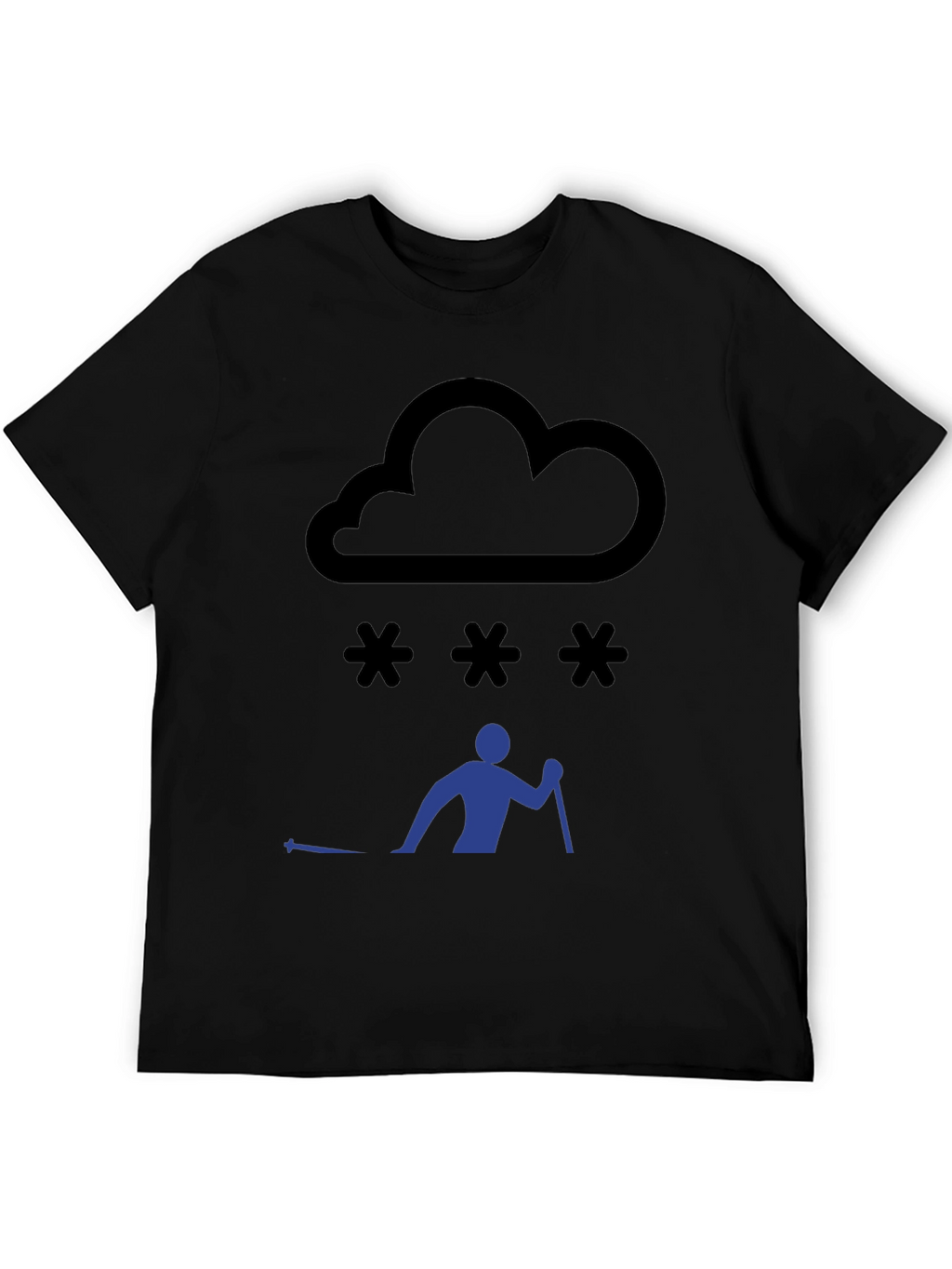 Snowy Day Skiing T-Shirt - Black Graphic Tee