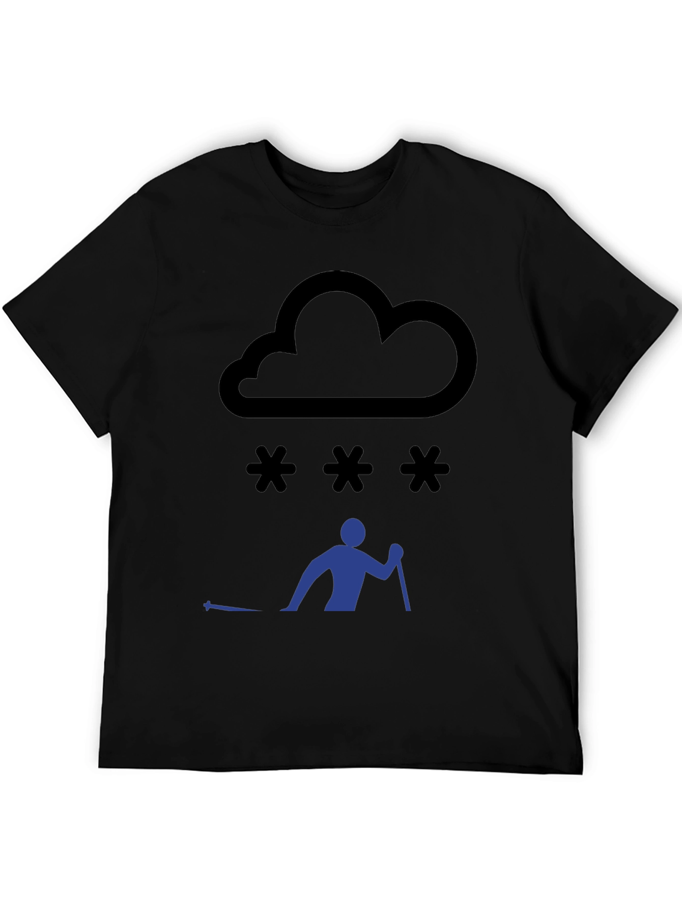 Snowy Day Skiing T-Shirt - Black Graphic Tee