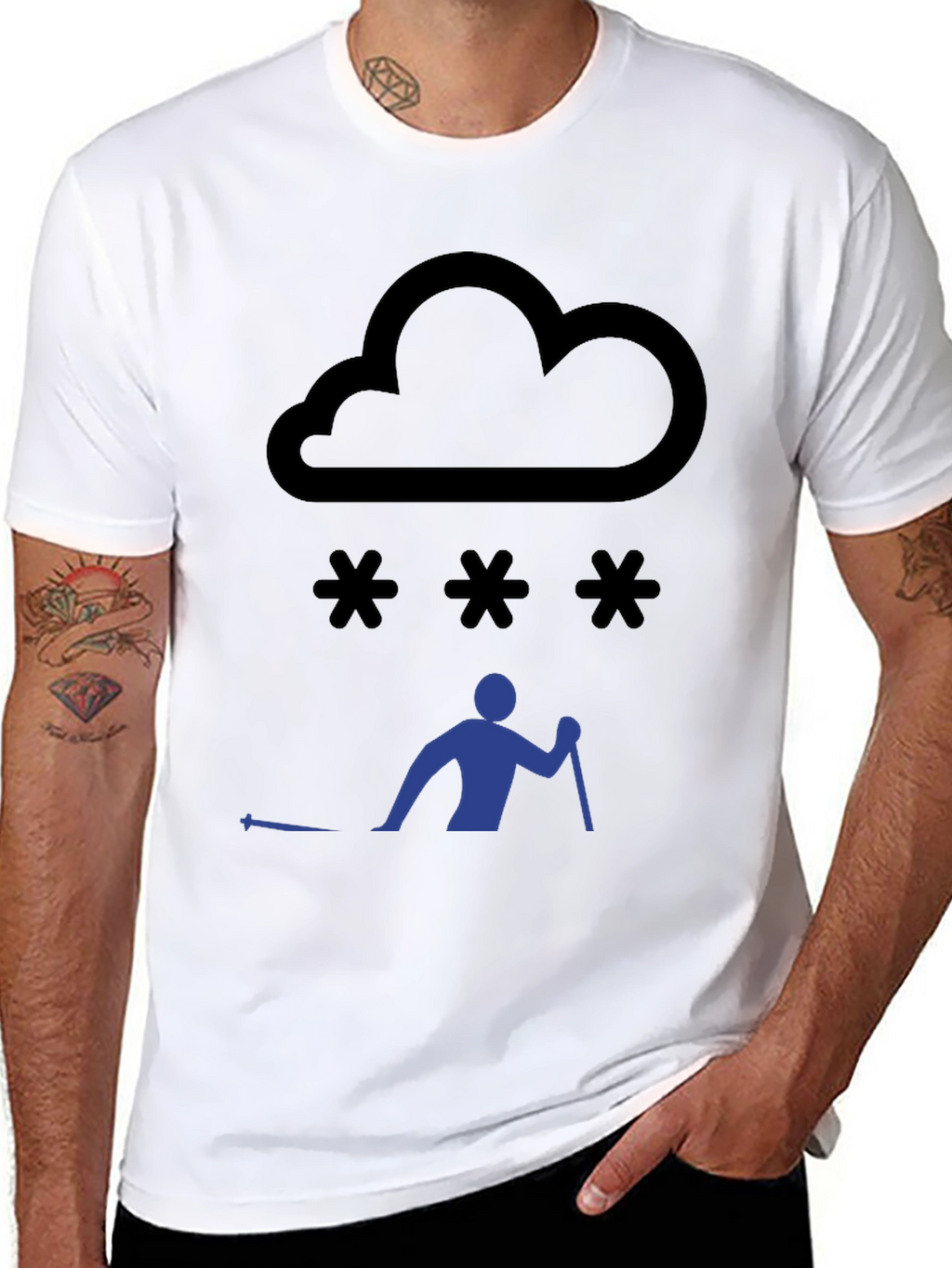 Snowy Day Skiing T-Shirt - Black Graphic Tee