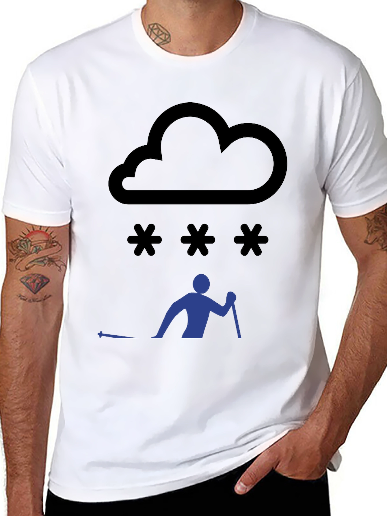 Snowy Day Skiing T-Shirt - Black Graphic Tee