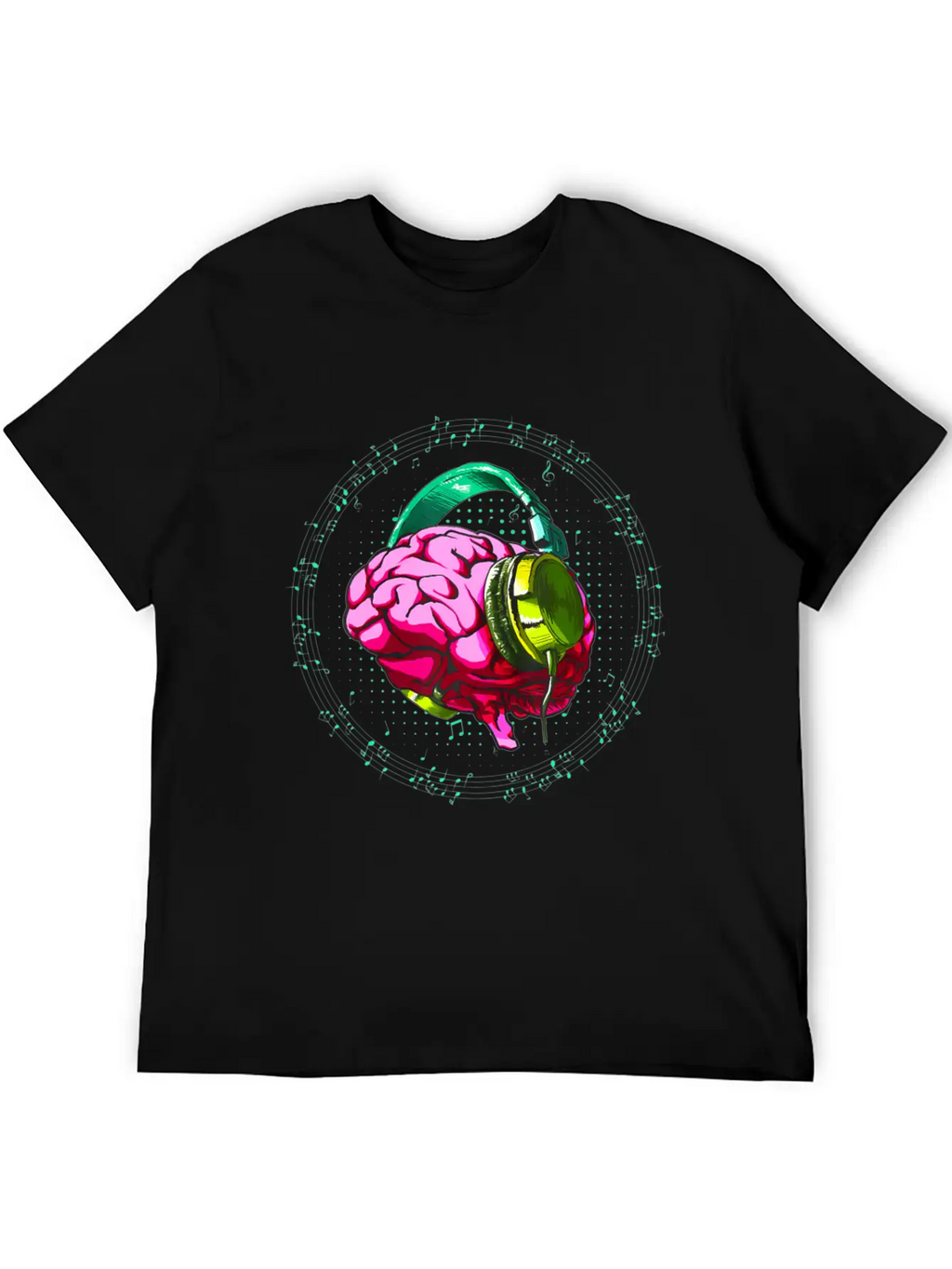 Brain Headphone Musicians DJ Music Lovers Unisex Short Sleeve Soft Cotton T-Shirt – Casual Everyday Wear