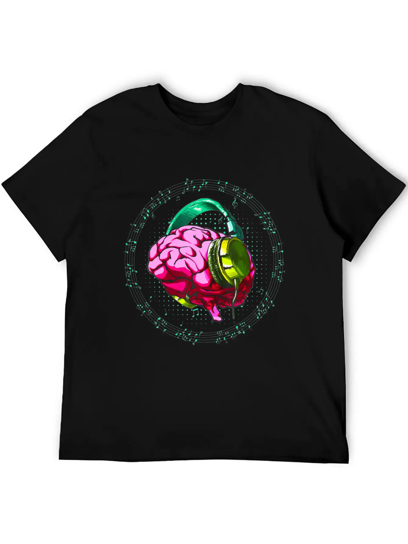 Brain Headphone Musicians DJ Music Lovers Unisex Short Sleeve Soft Cotton T-Shirt – Casual Everyday Wear
