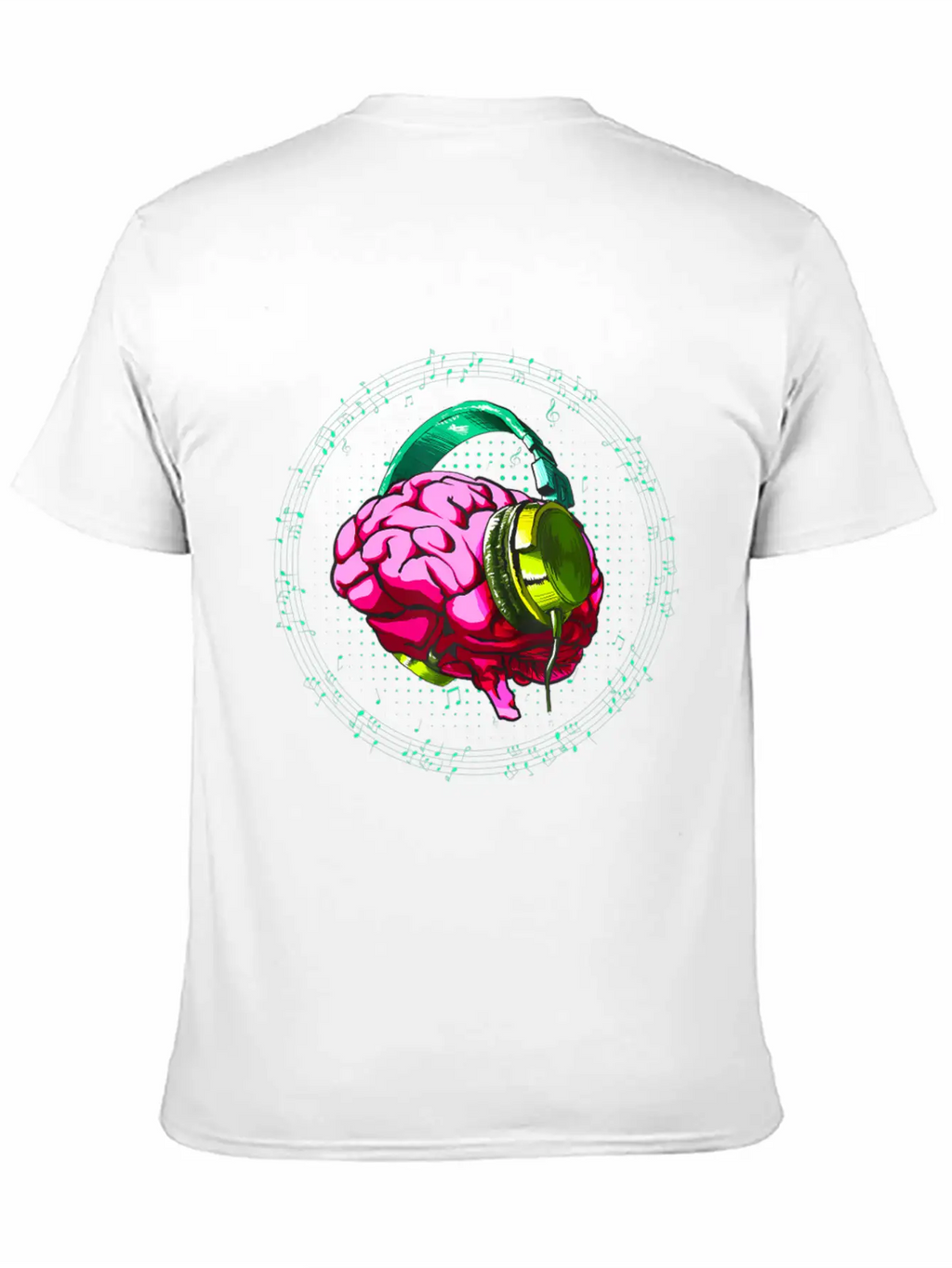 Brain Headphone Musicians DJ Music Lovers Unisex Short Sleeve Soft Cotton T-Shirt – Casual Everyday Wear