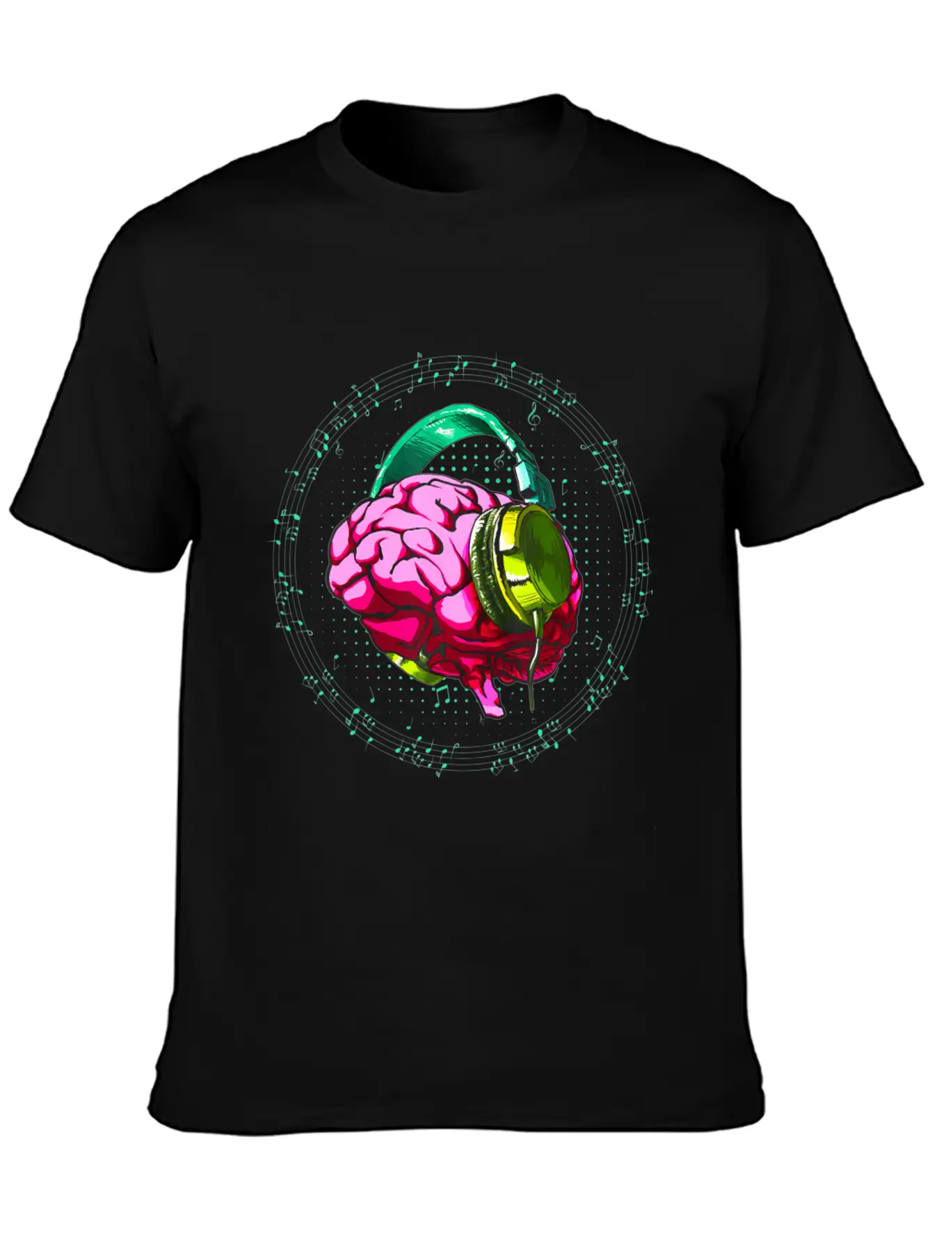 Brain Headphone Musicians DJ Music Lovers Unisex Short Sleeve Soft Cotton T-Shirt – Casual Everyday Wear