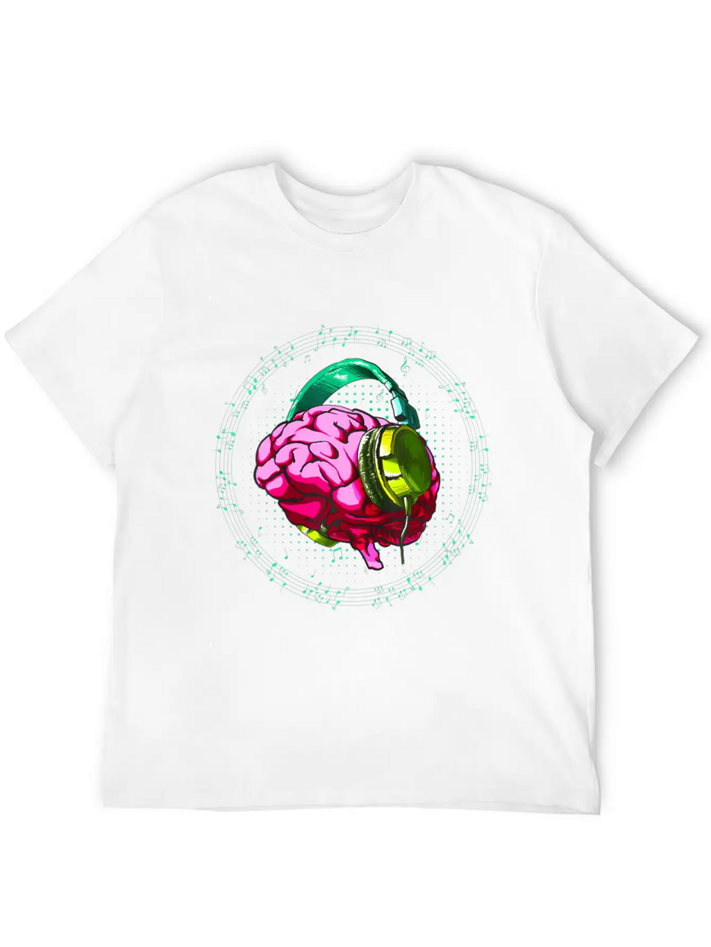 Brain Headphone Musicians DJ Music Lovers Unisex Short Sleeve Soft Cotton T-Shirt – Casual Everyday Wear