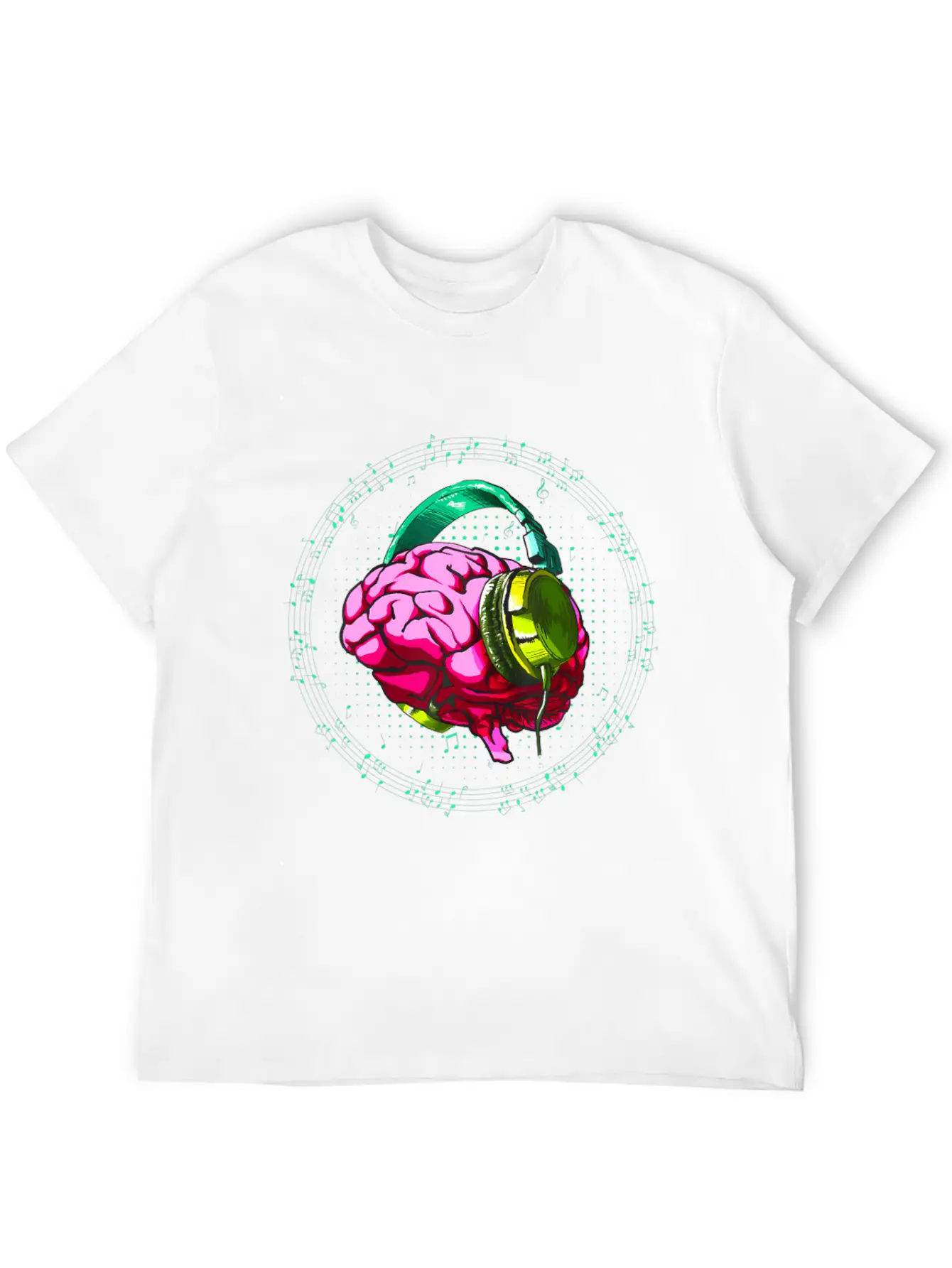 Brain Headphone Musicians DJ Music Lovers Unisex Short Sleeve Soft Cotton T-Shirt – Casual Everyday Wear