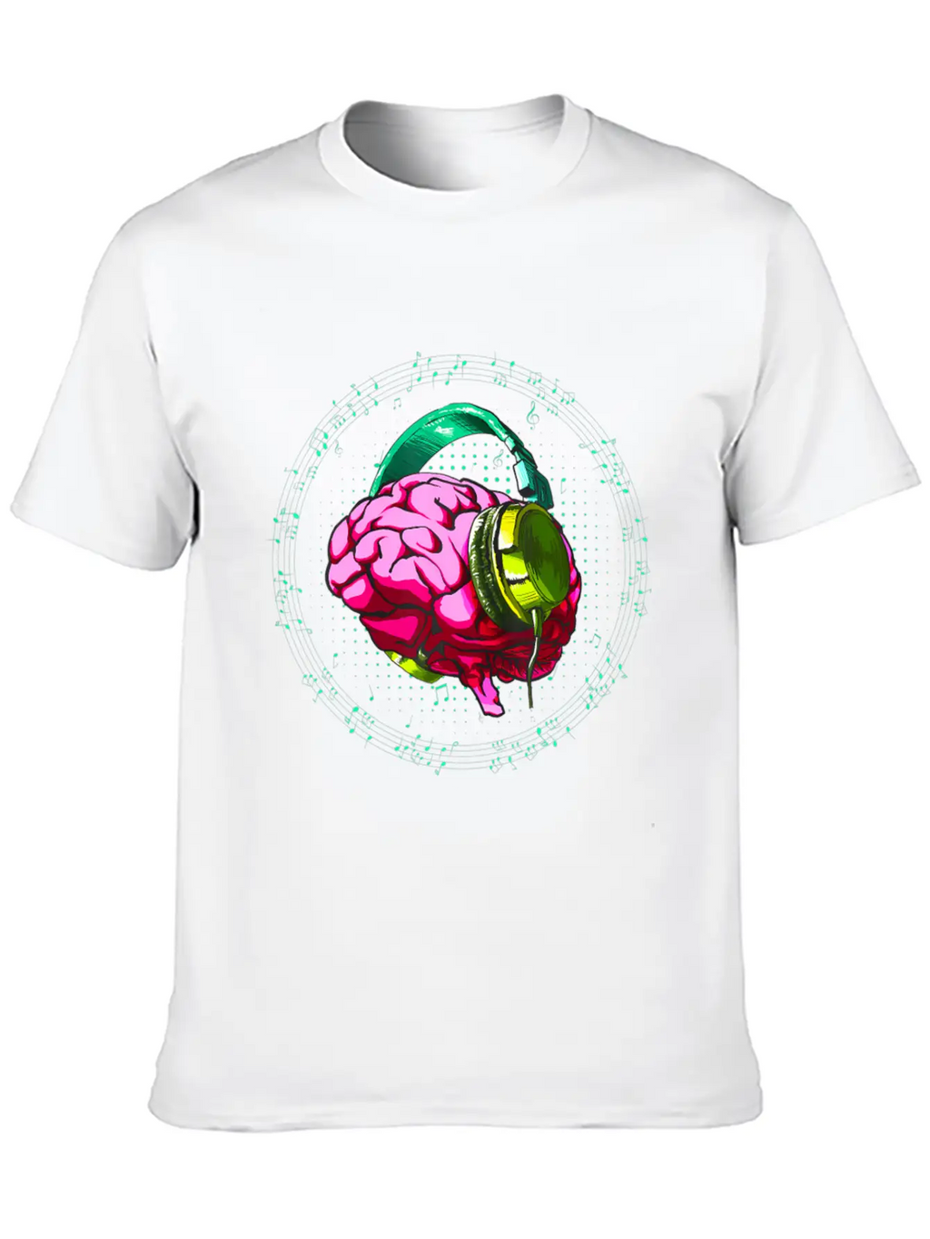 Brain Headphone Musicians DJ Music Lovers Unisex Short Sleeve Soft Cotton T-Shirt – Casual Everyday Wear
