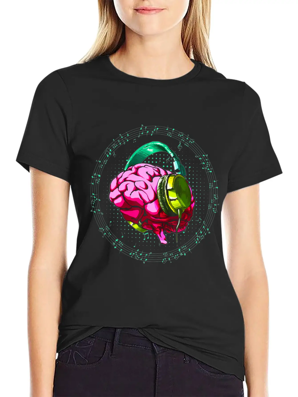 Brain Headphone Musicians DJ Music Lovers Unisex Short Sleeve Soft Cotton T-Shirt – Casual Everyday Wear