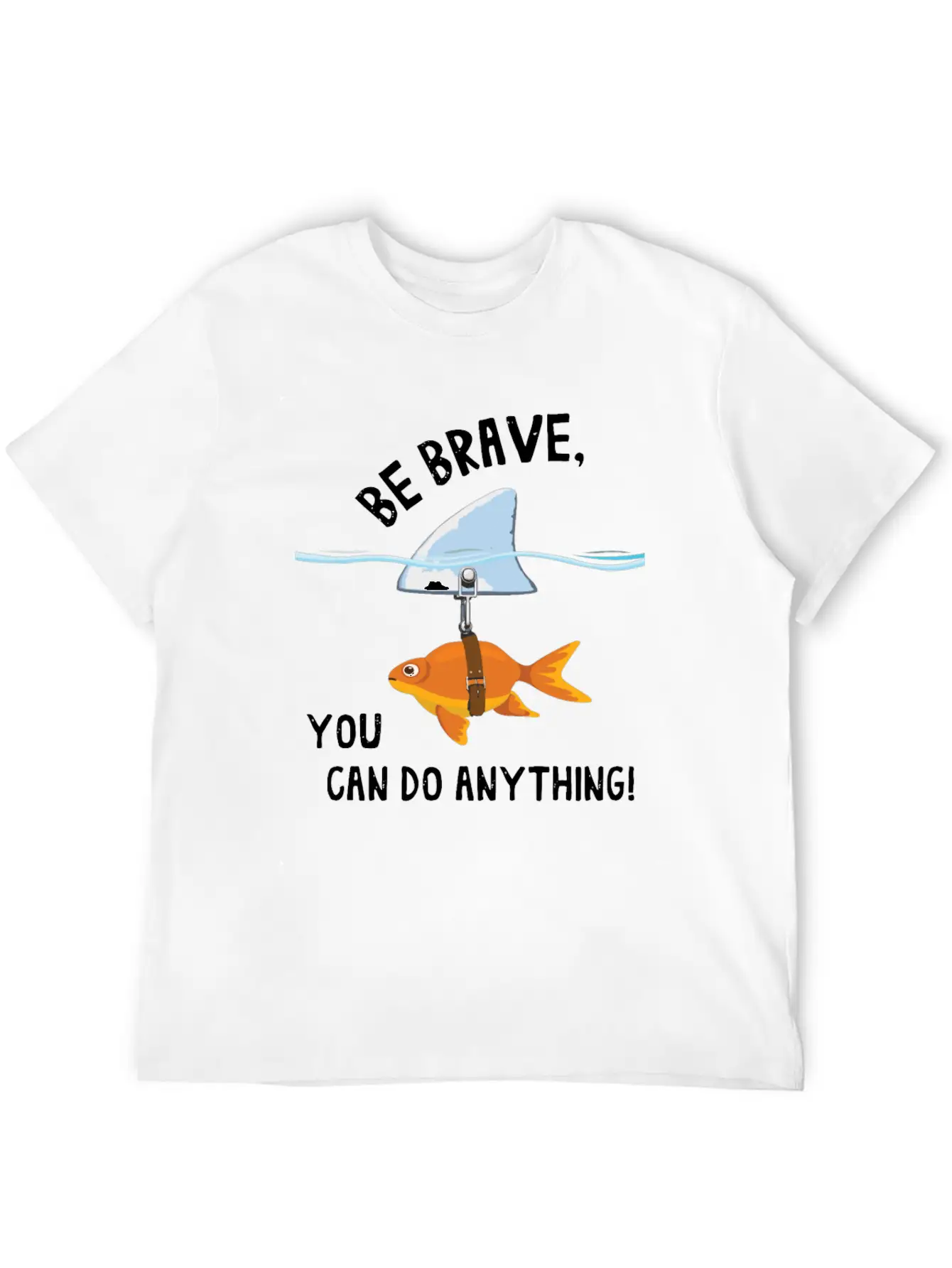 Brave, Cute Goldfish With Shark Fin, Giftidea Stylish Everyday T-Shirt – Unisex Basic Cotton Tee