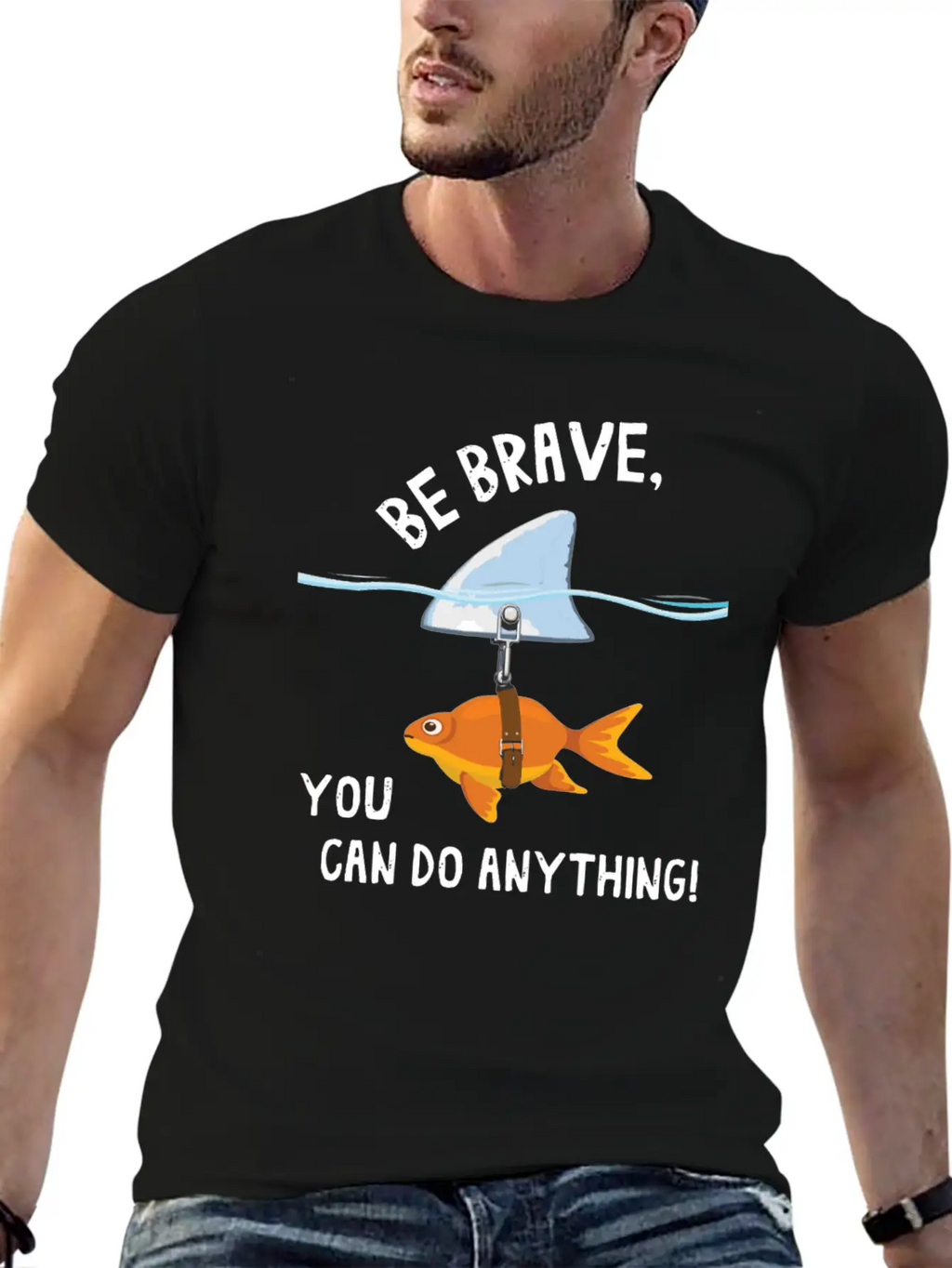 Brave, Cute Goldfish With Shark Fin, Giftidea Stylish Everyday T-Shirt – Unisex Basic Cotton Tee