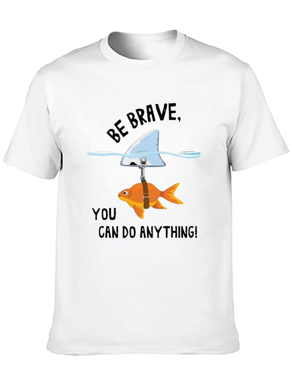 Brave, Cute Goldfish With Shark Fin, Giftidea Stylish Everyday T-Shirt – Unisex Basic Cotton Tee