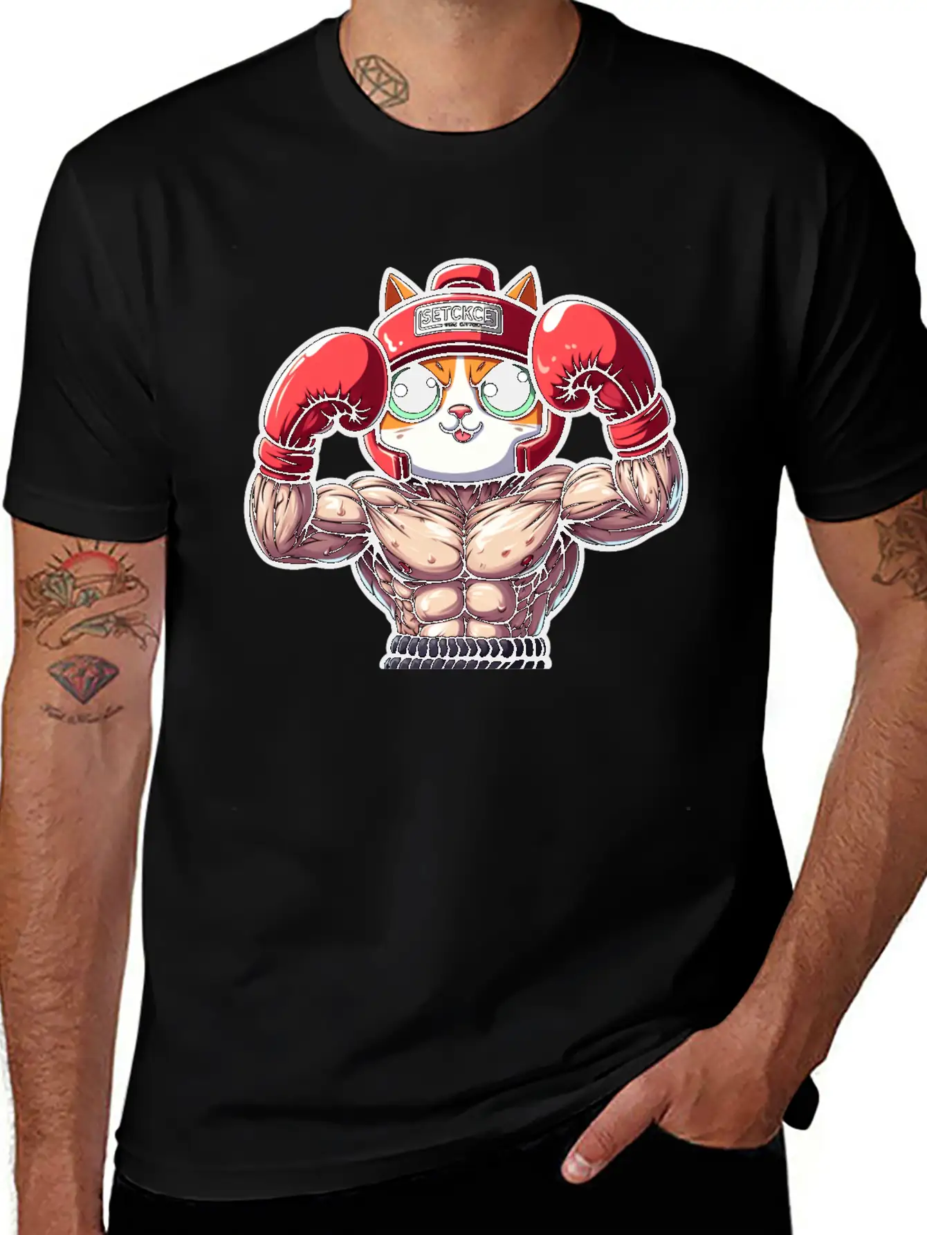 Brave Feline Boxer Defending The Crown Unisex Short Sleeve Soft Cotton T-Shirt – Casual Everyday Wear