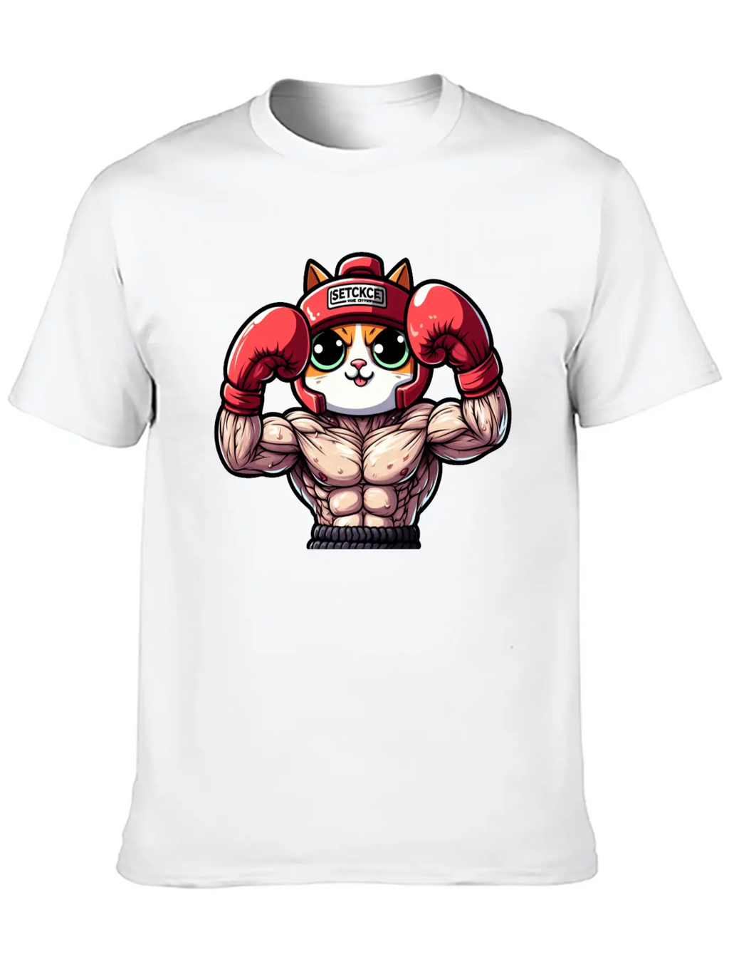 Brave Feline Boxer Defending The Crown Unisex Short Sleeve Soft Cotton T-Shirt – Casual Everyday Wear