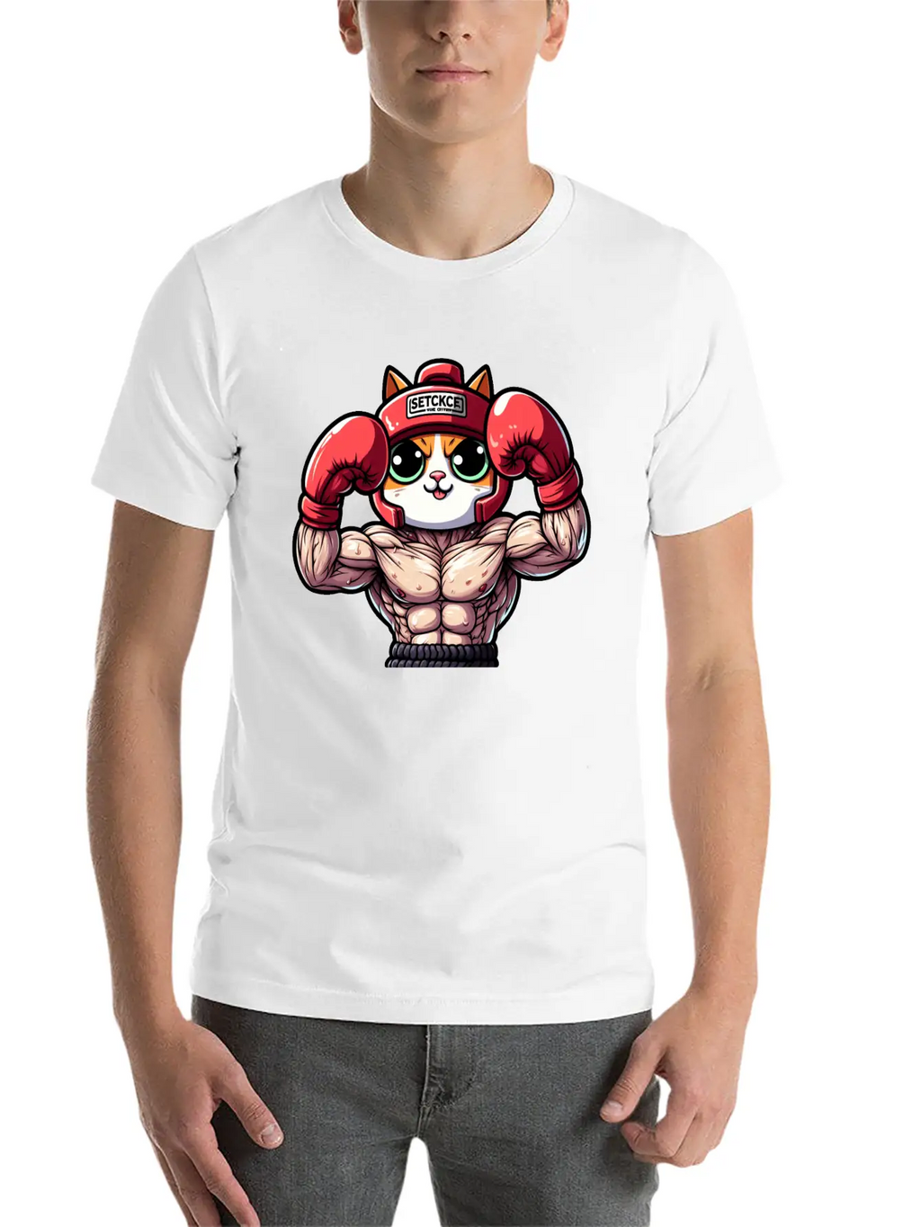 Brave Feline Boxer Defending The Crown Unisex Short Sleeve Soft Cotton T-Shirt – Casual Everyday Wear