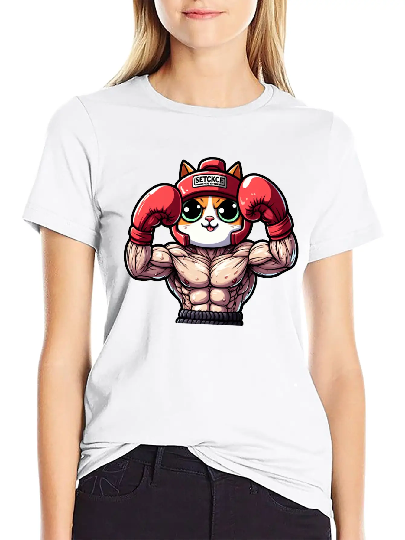 Brave Feline Boxer Defending The Crown Unisex Short Sleeve Soft Cotton T-Shirt – Casual Everyday Wear
