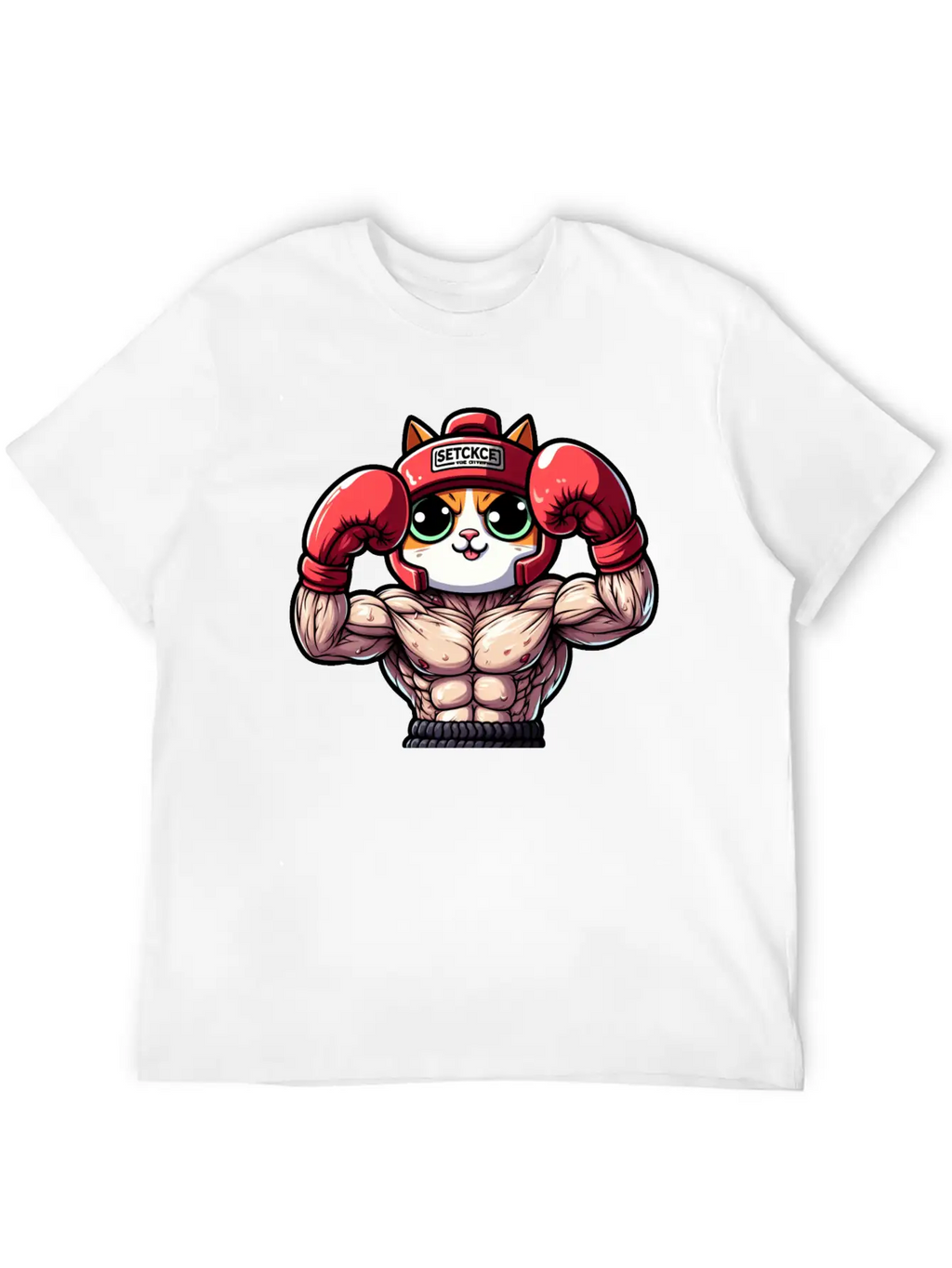 Brave Feline Boxer Defending The Crown Unisex Short Sleeve Soft Cotton T-Shirt – Casual Everyday Wear
