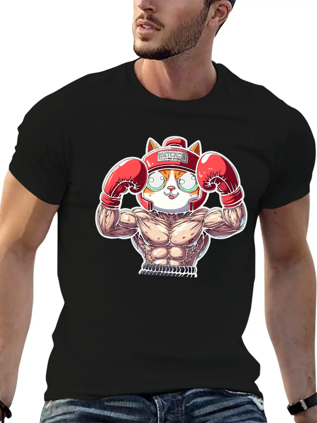 Brave Feline Boxer Defending The Crown Unisex Short Sleeve Soft Cotton T-Shirt – Casual Everyday Wear