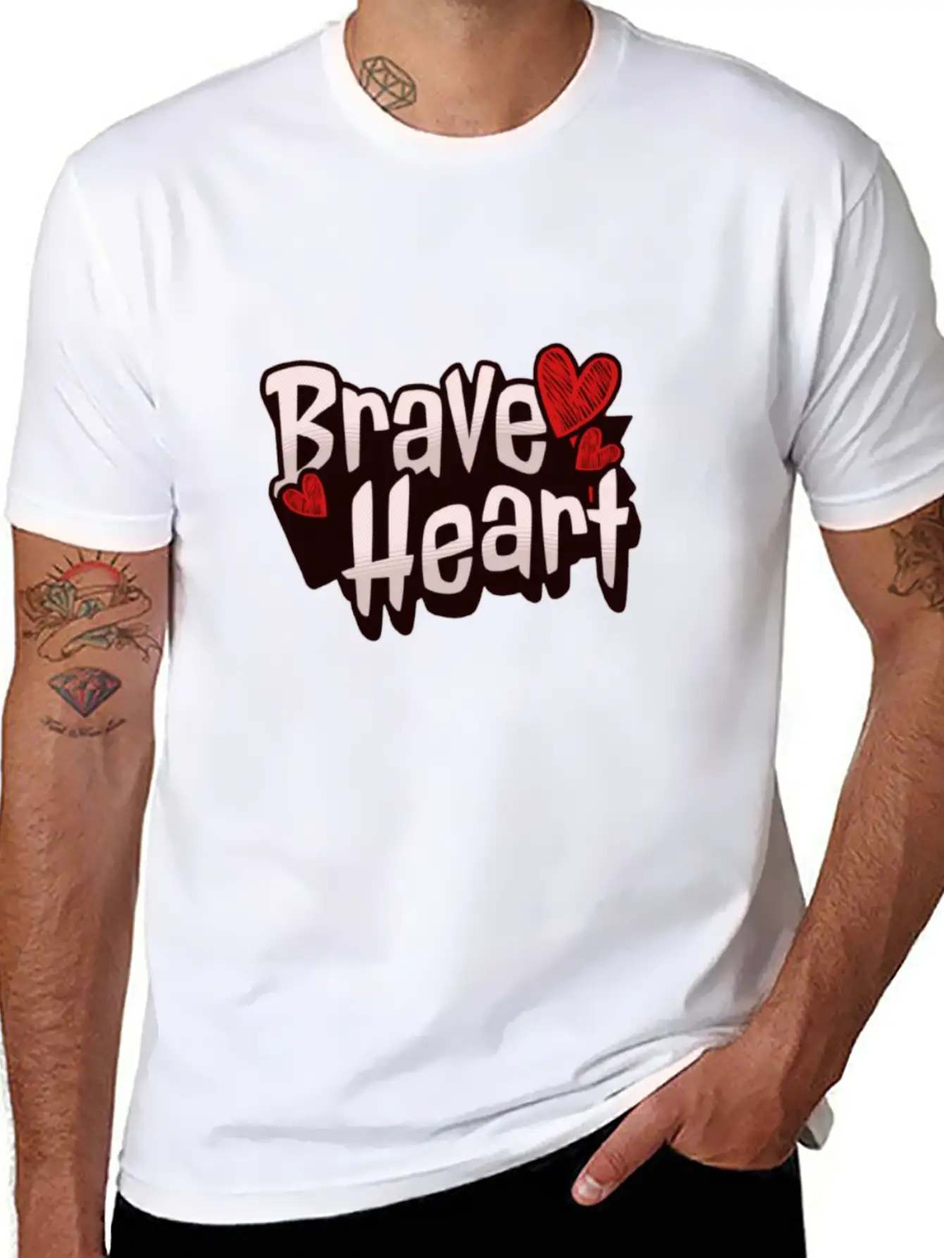 Brave Heart - Courageous Warrior Unisex Short Sleeve Soft Cotton T-Shirt – Casual Everyday Wear