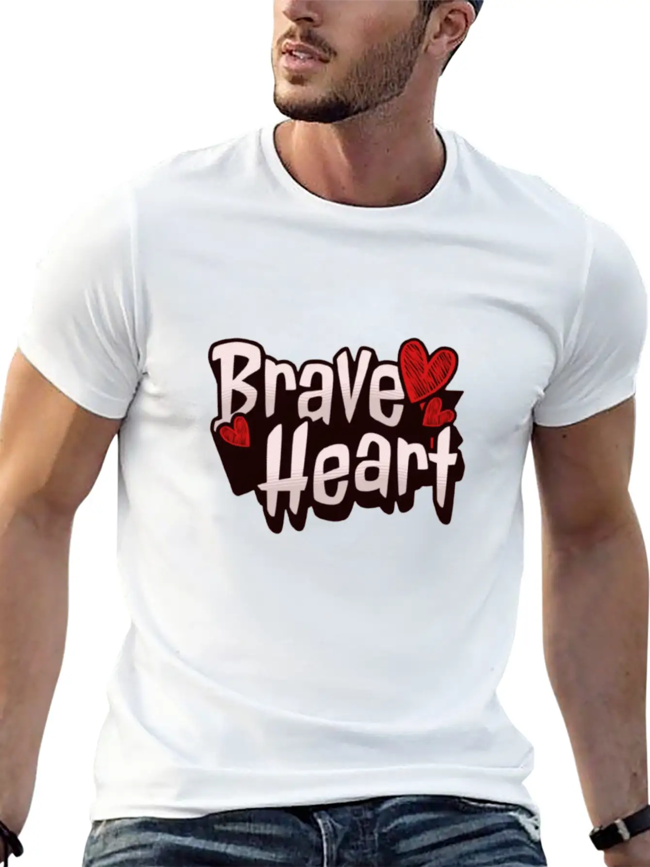 Brave Heart - Courageous Warrior Unisex Short Sleeve Soft Cotton T-Shirt – Casual Everyday Wear