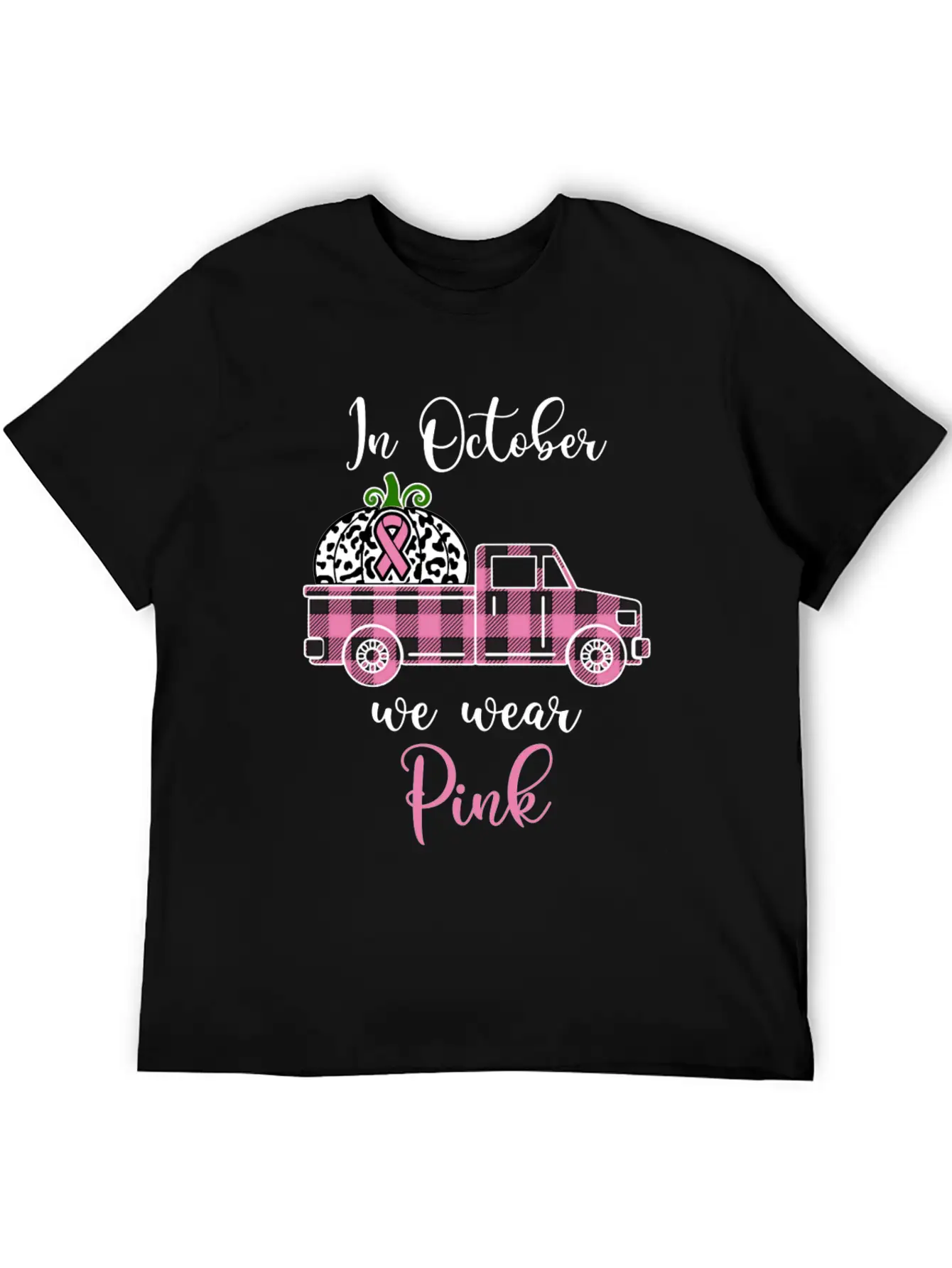 Breast Cancer Awareness Month October We Wear Pink Casual Graphic T-Shirt – Simple And Comfortable Daily Wear