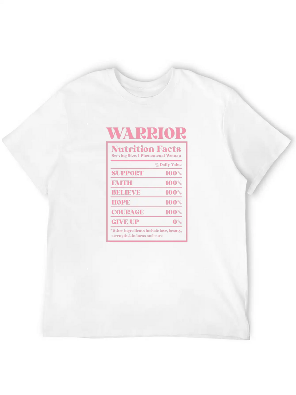 Breast Cancer Awareness Warrior Nutrition Facts Unisex Short Sleeve Soft Cotton T-Shirt – Casual Everyday Wear