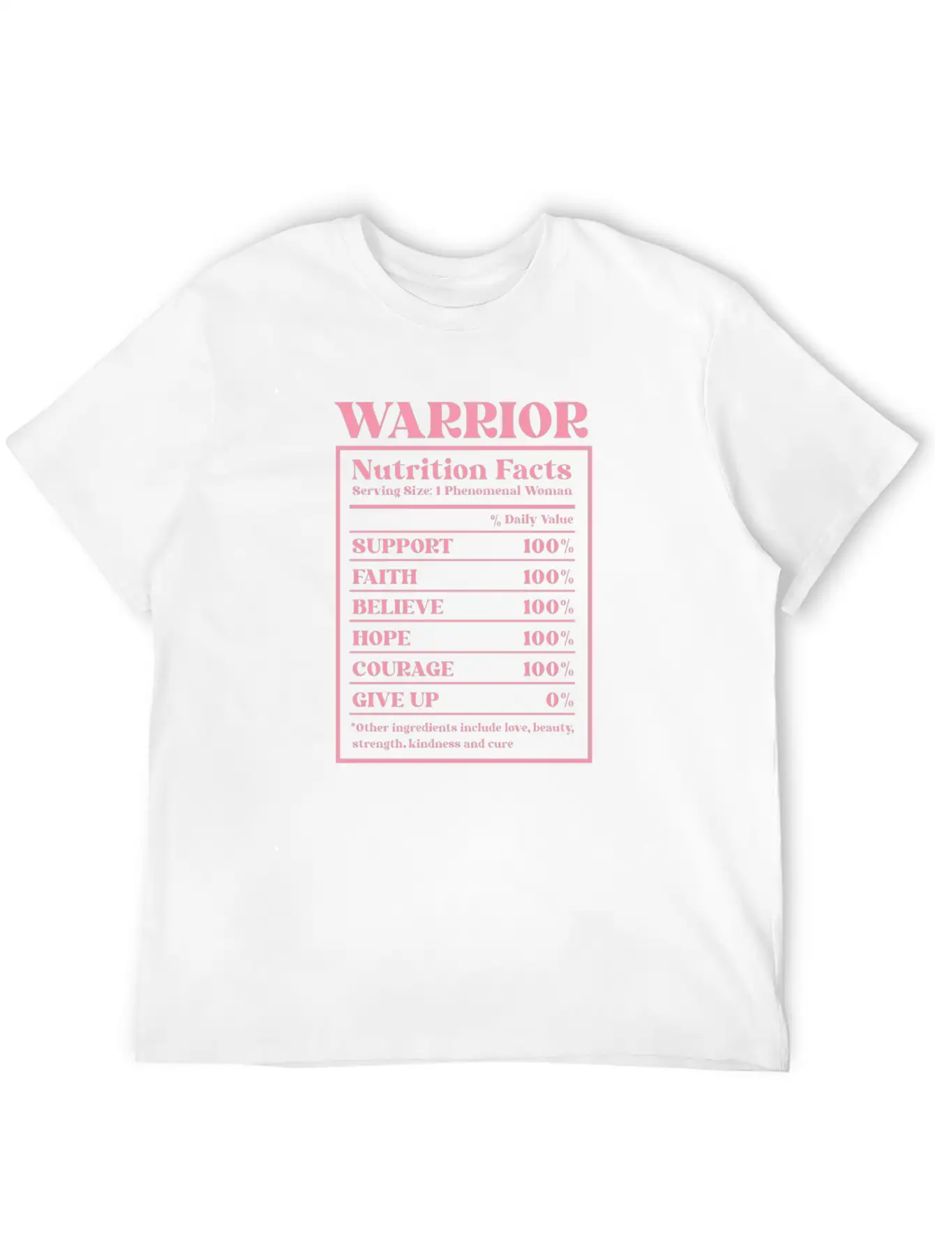 Breast Cancer Awareness Warrior Nutrition Facts Unisex Short Sleeve Soft Cotton T-Shirt – Casual Everyday Wear
