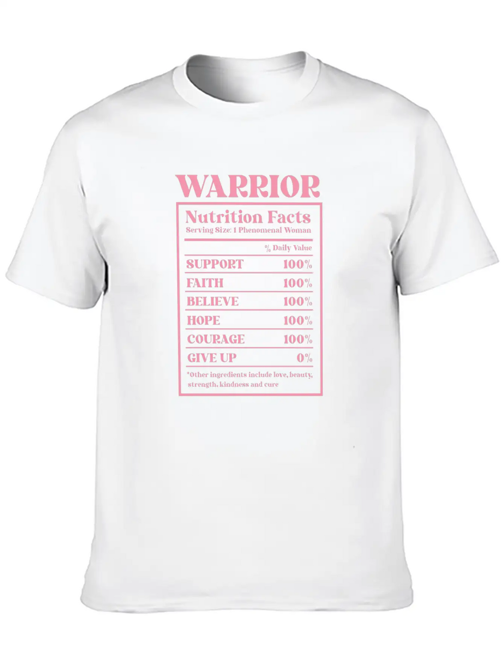 Breast Cancer Awareness Warrior Nutrition Facts Unisex Short Sleeve Soft Cotton T-Shirt – Casual Everyday Wear