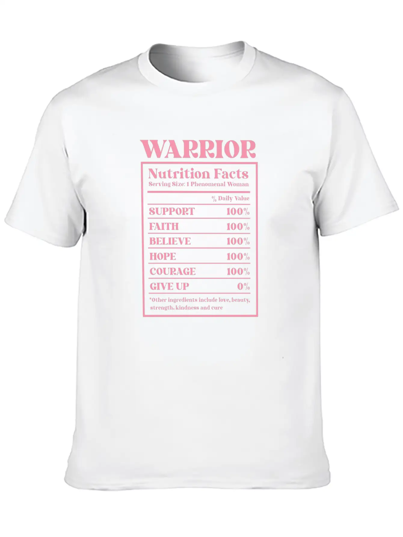 Breast Cancer Awareness Warrior Nutrition Facts Unisex Short Sleeve Soft Cotton T-Shirt – Casual Everyday Wear